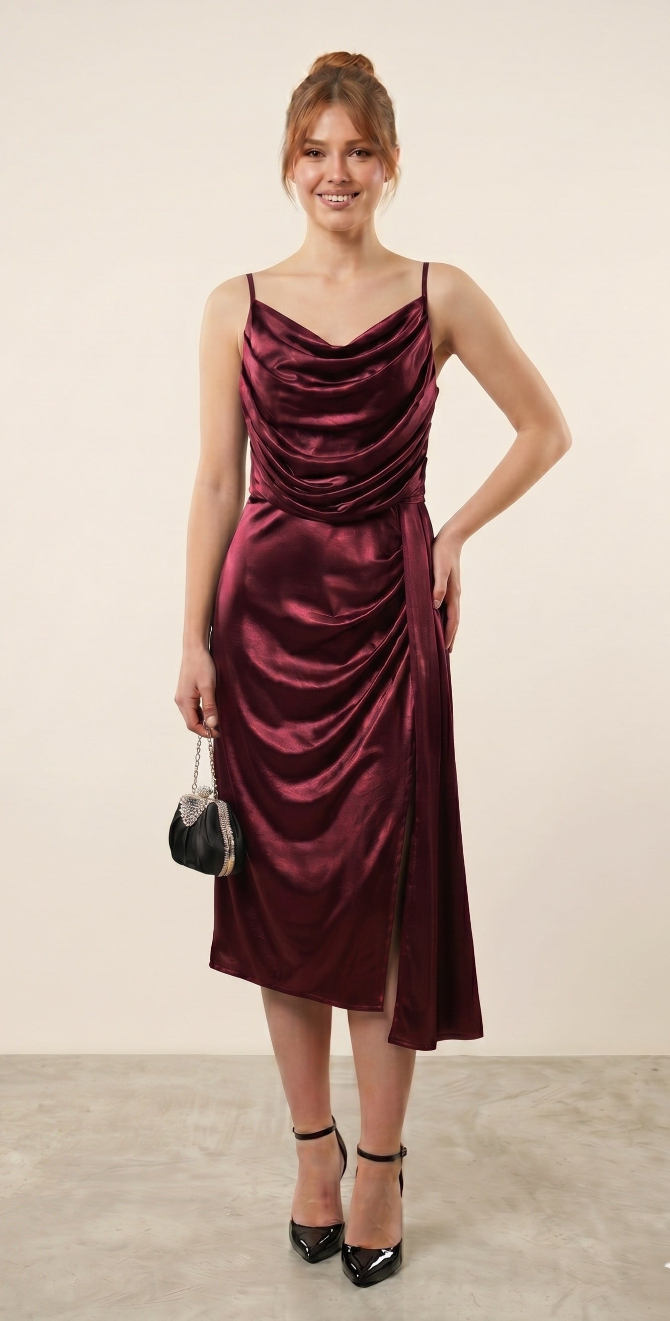 OLIVE-39608 ABİYE BORDO