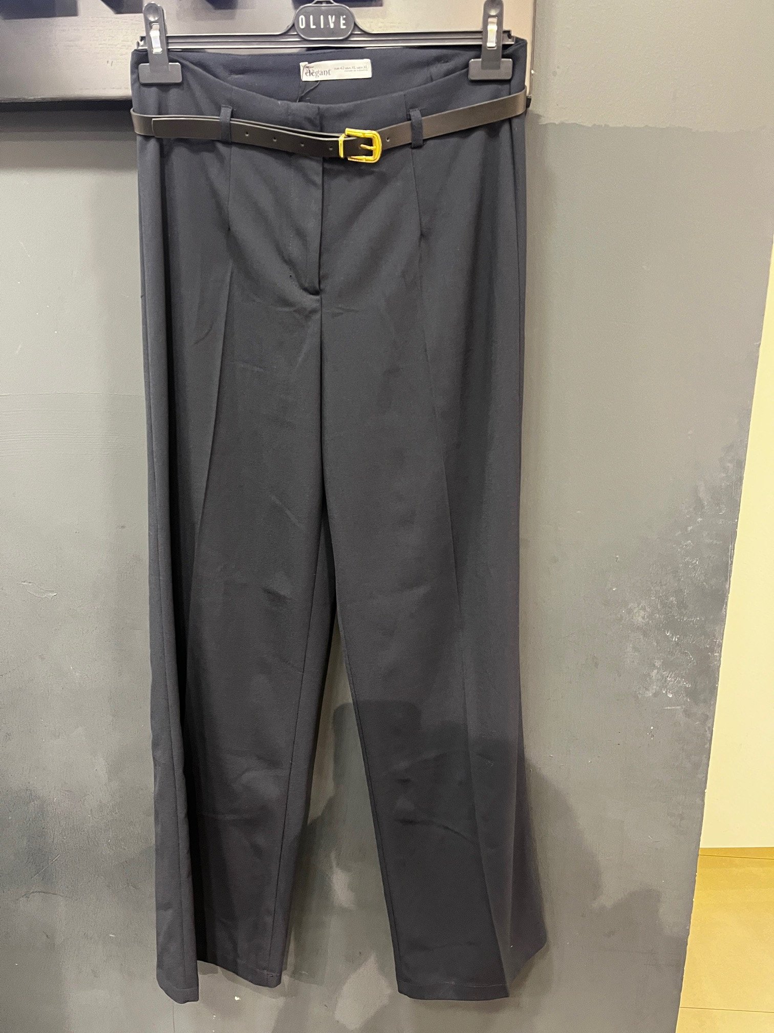 OLIVE-4296 KEMERLİ PANTOLON LACİVERT