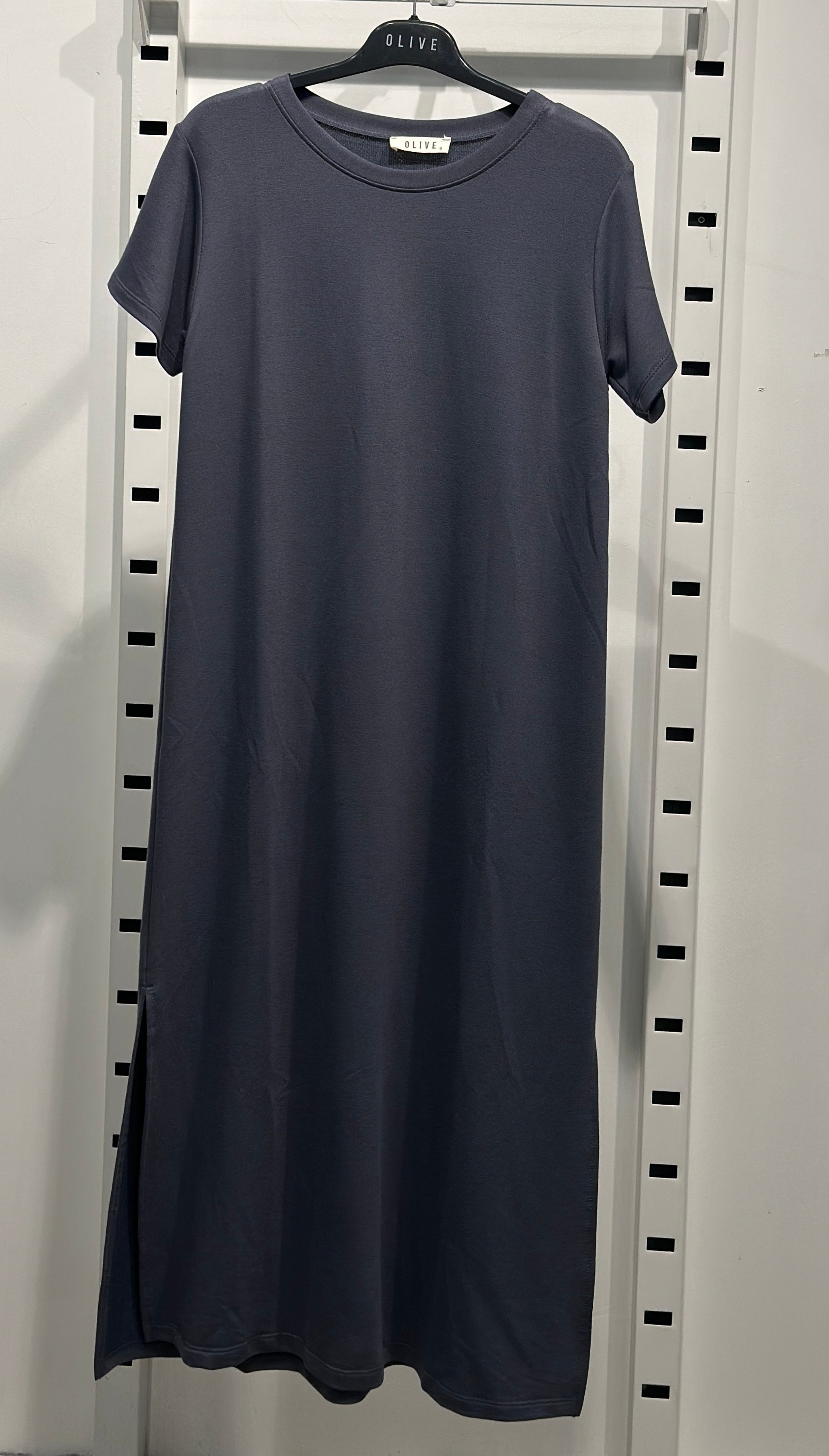 OLIVE-4512 KISA KOL ELBİSE ANTRASİT