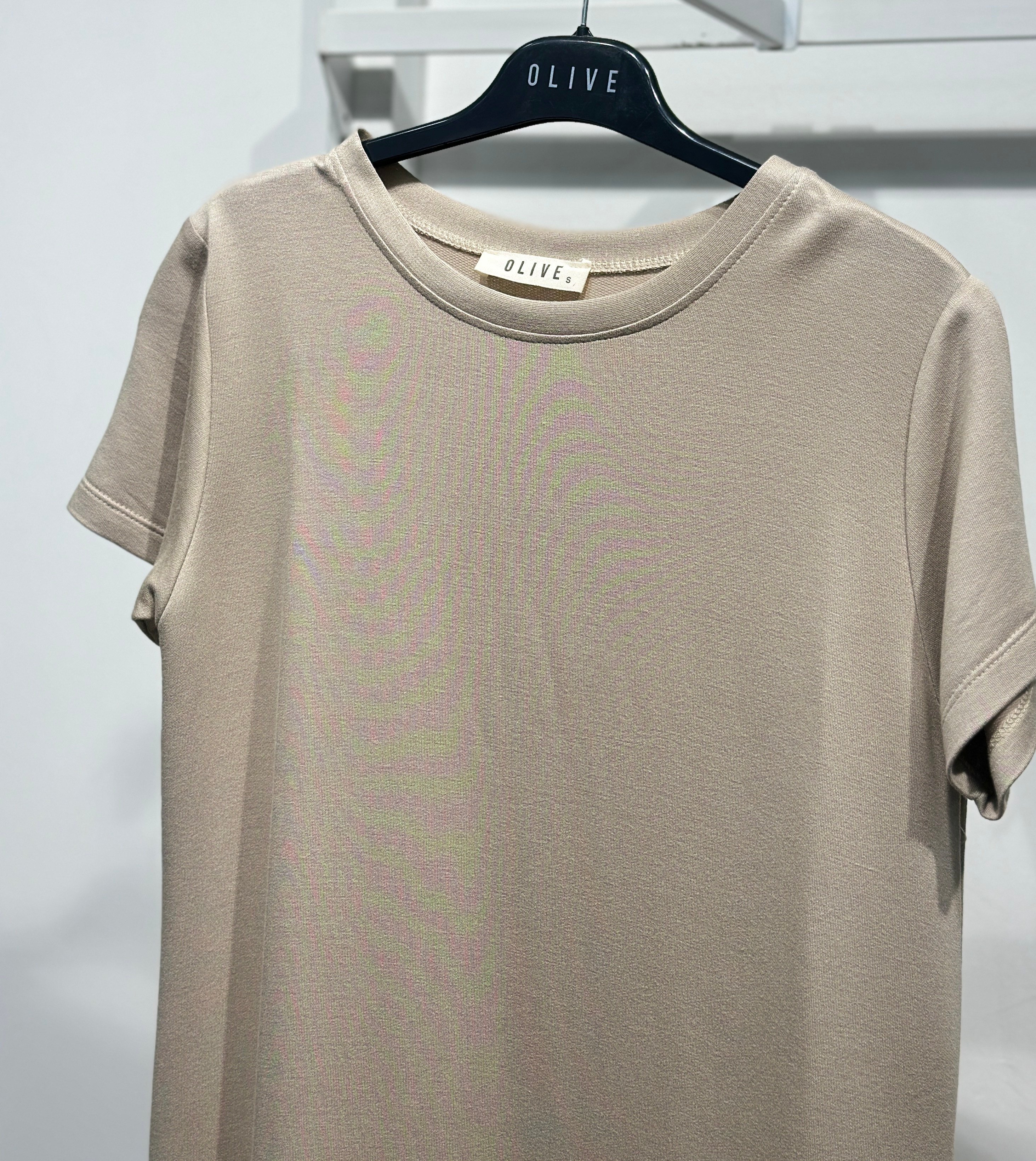 OLIVE-4512 KISA KOL ELBİSE BEJ