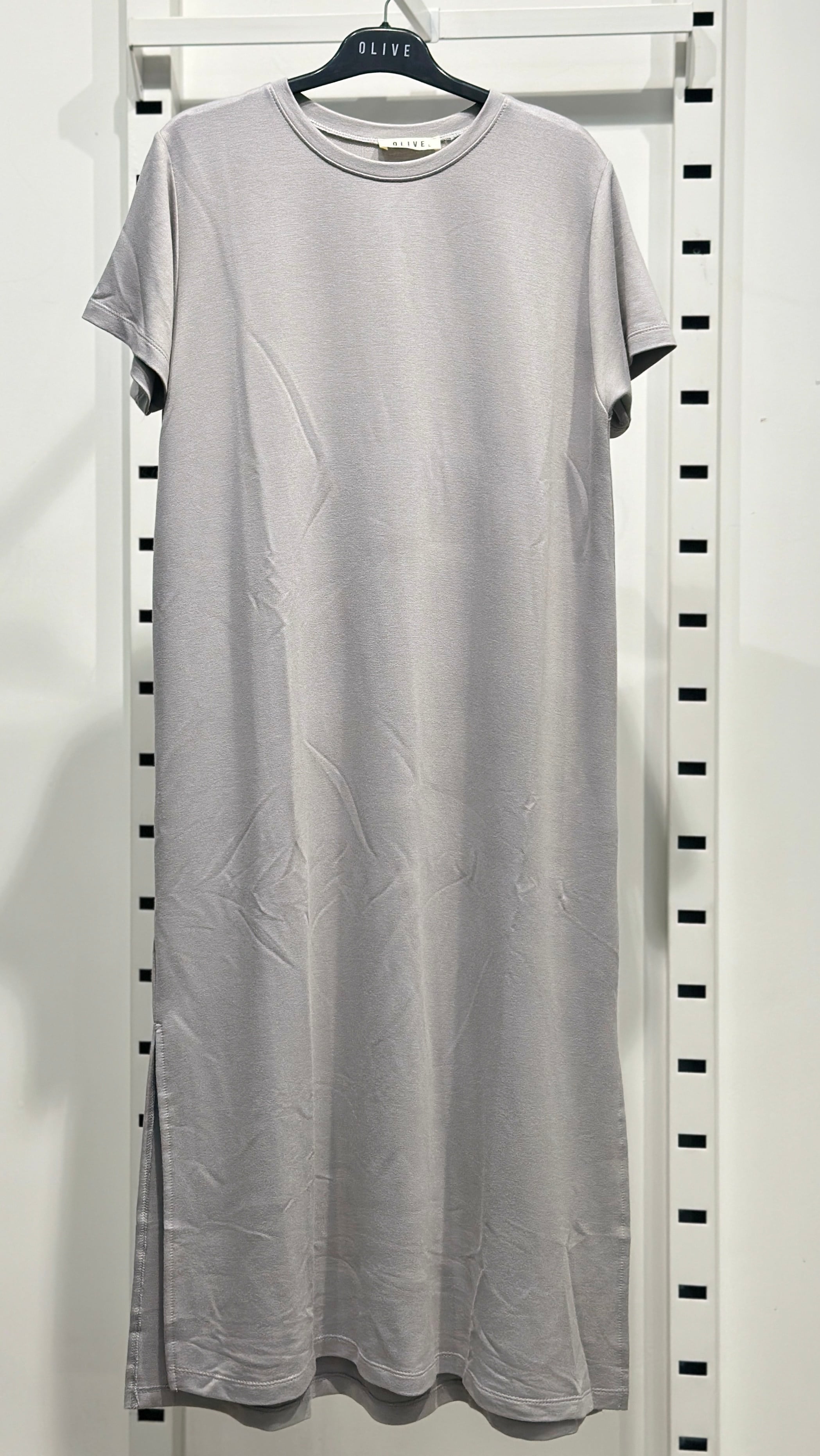 OLIVE-4512 KISA KOL ELBİSE GRİ