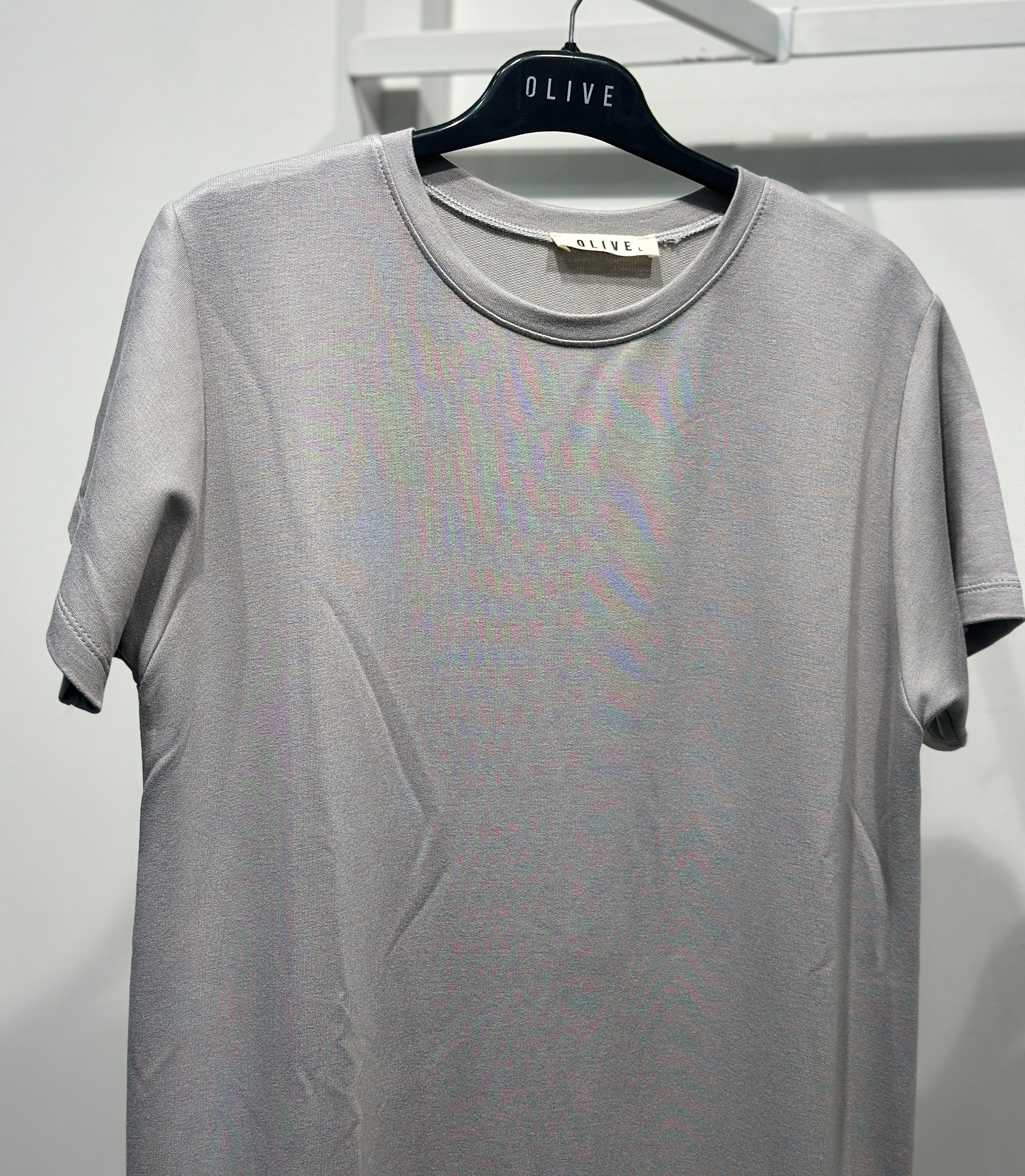 OLIVE-4512 KISA KOL ELBİSE GRİ
