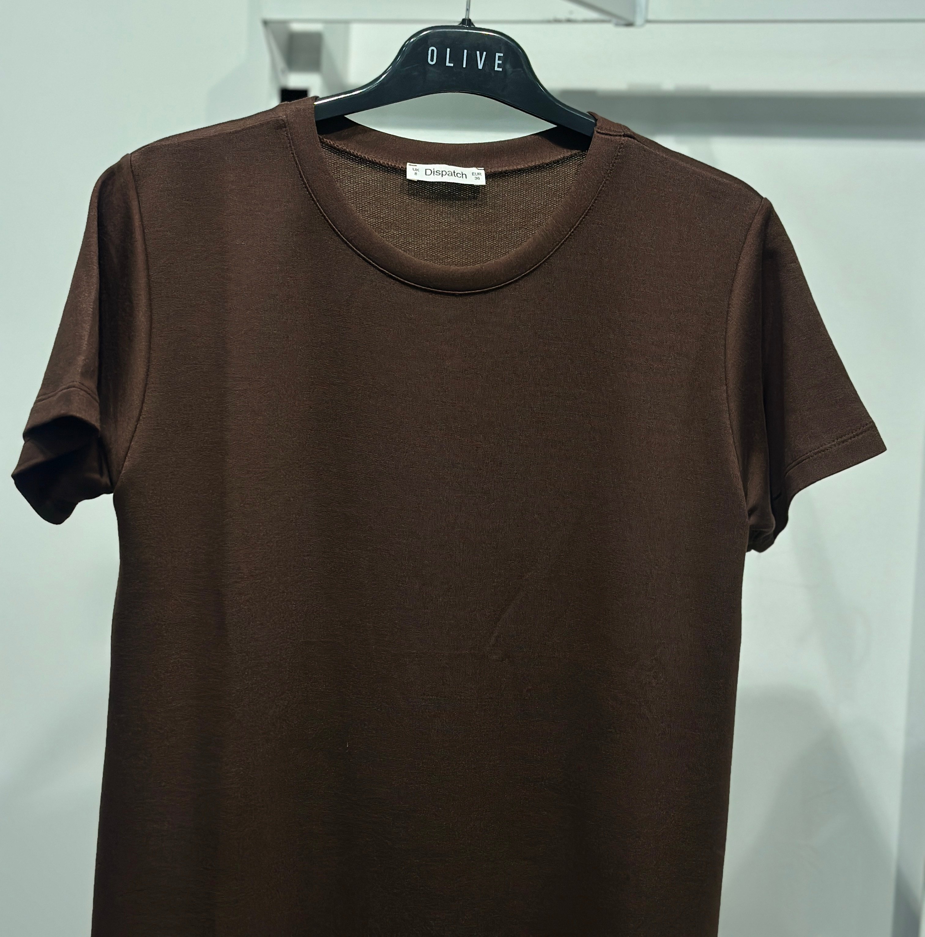OLIVE-4512 KISA KOL ELBİSE KAHVE