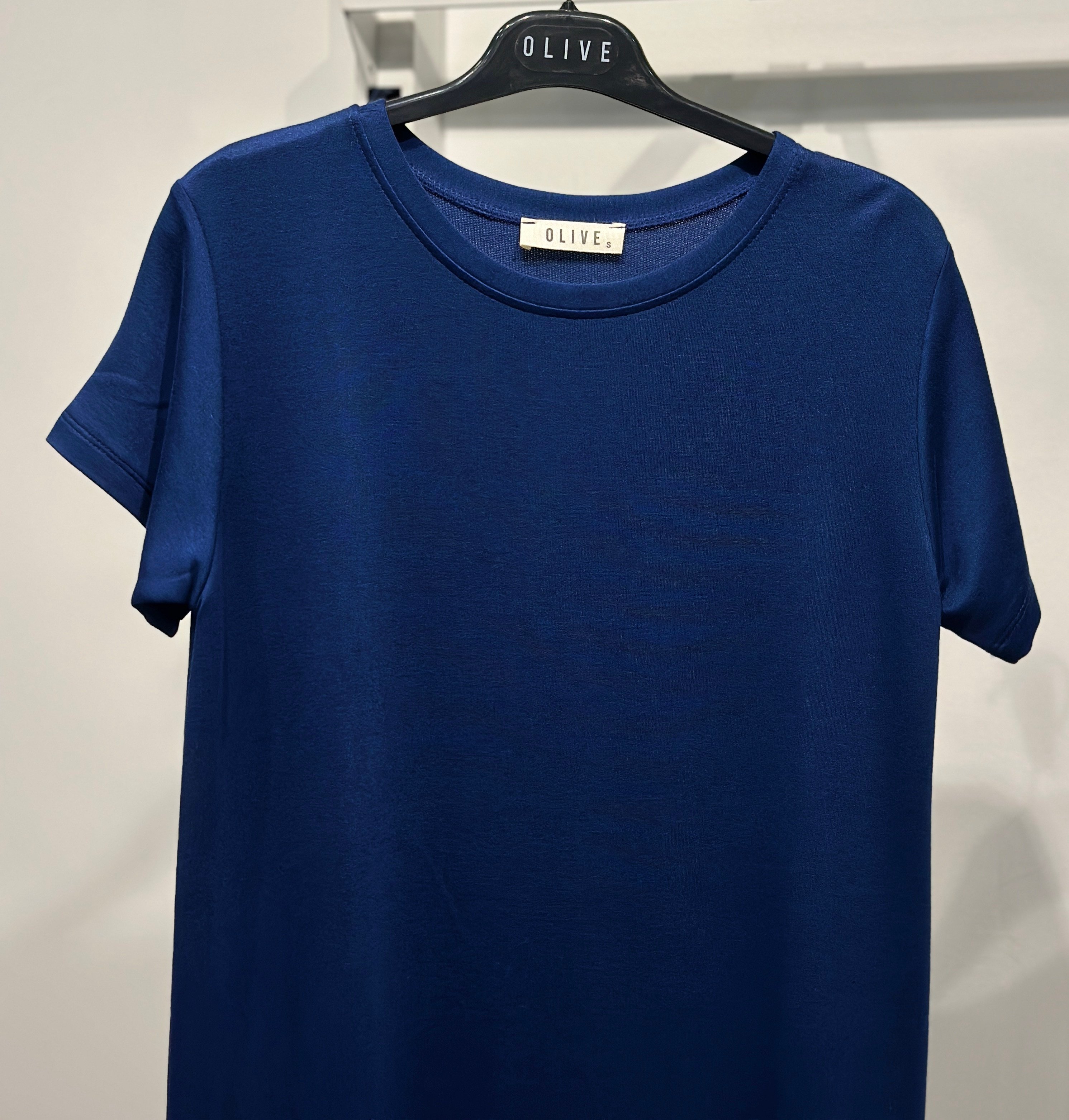OLIVE-4512 KISA KOL ELBİSE LACİVERT