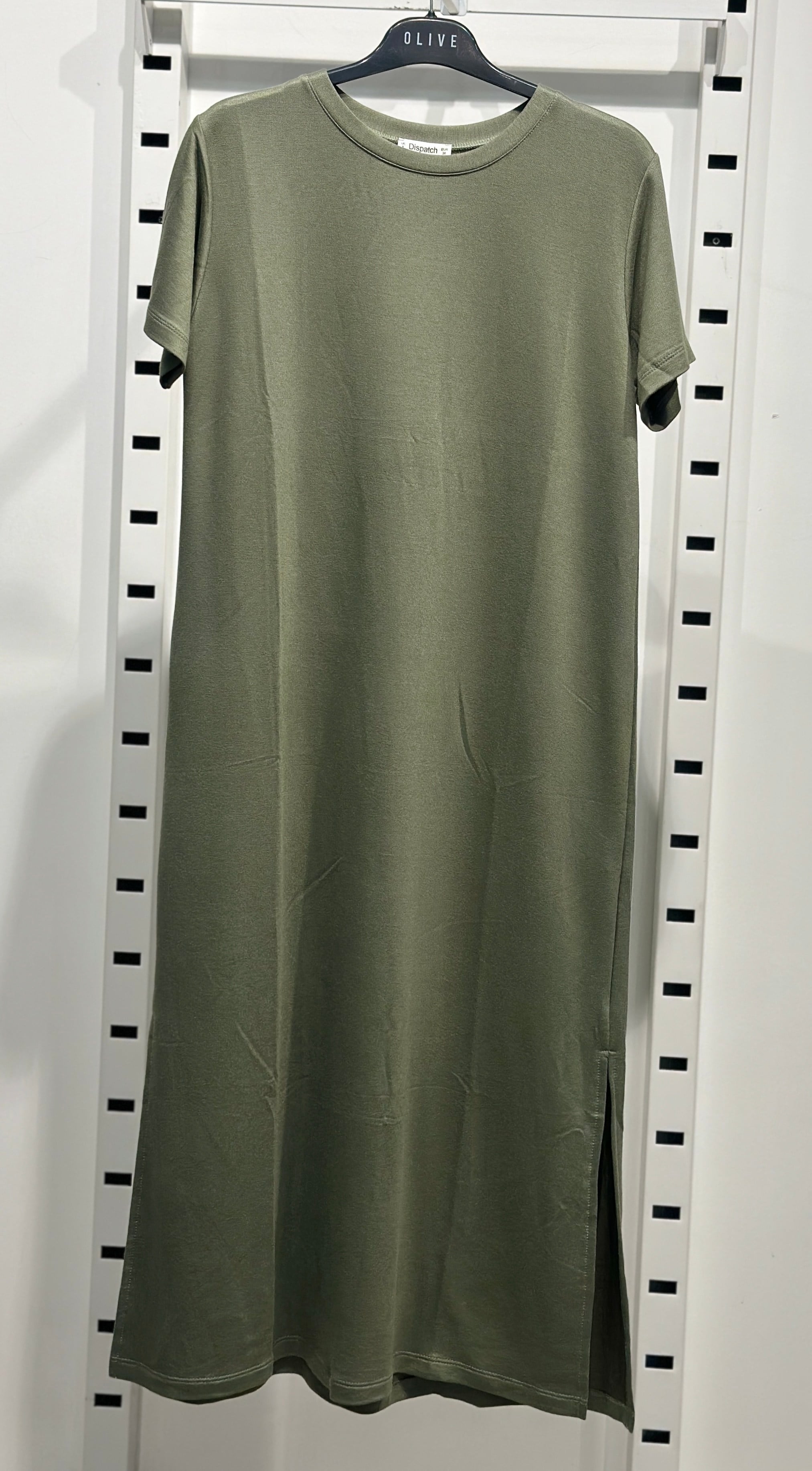 OLIVE-4512 KISA KOL ELBİSE YEŞİL