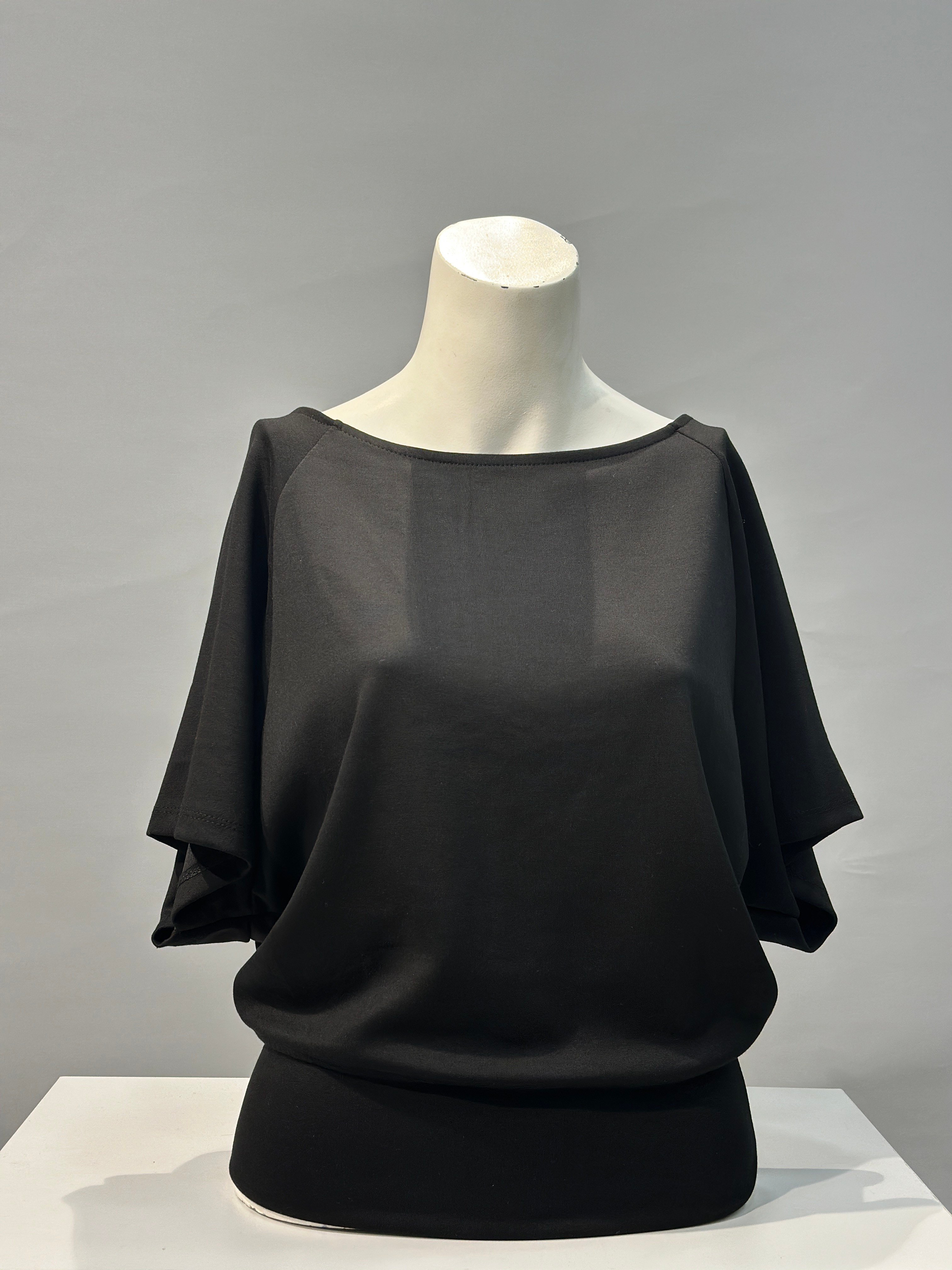 OLIVE-4533 YARASA KOL TSHIRT SİYAH