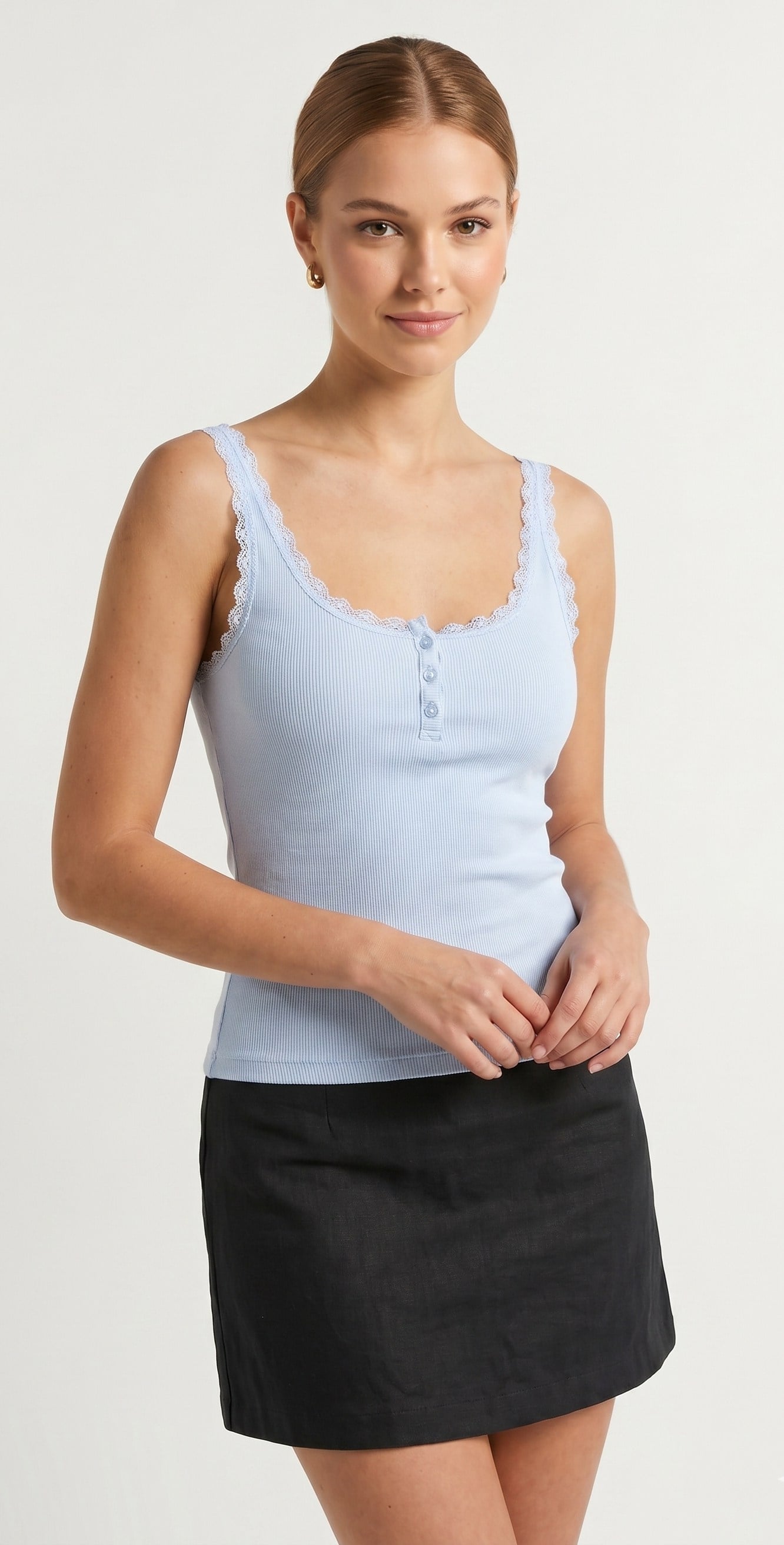 OLIVE-4642 DÜĞMELİ KAŞKORSE BODY BEBE MAVİ