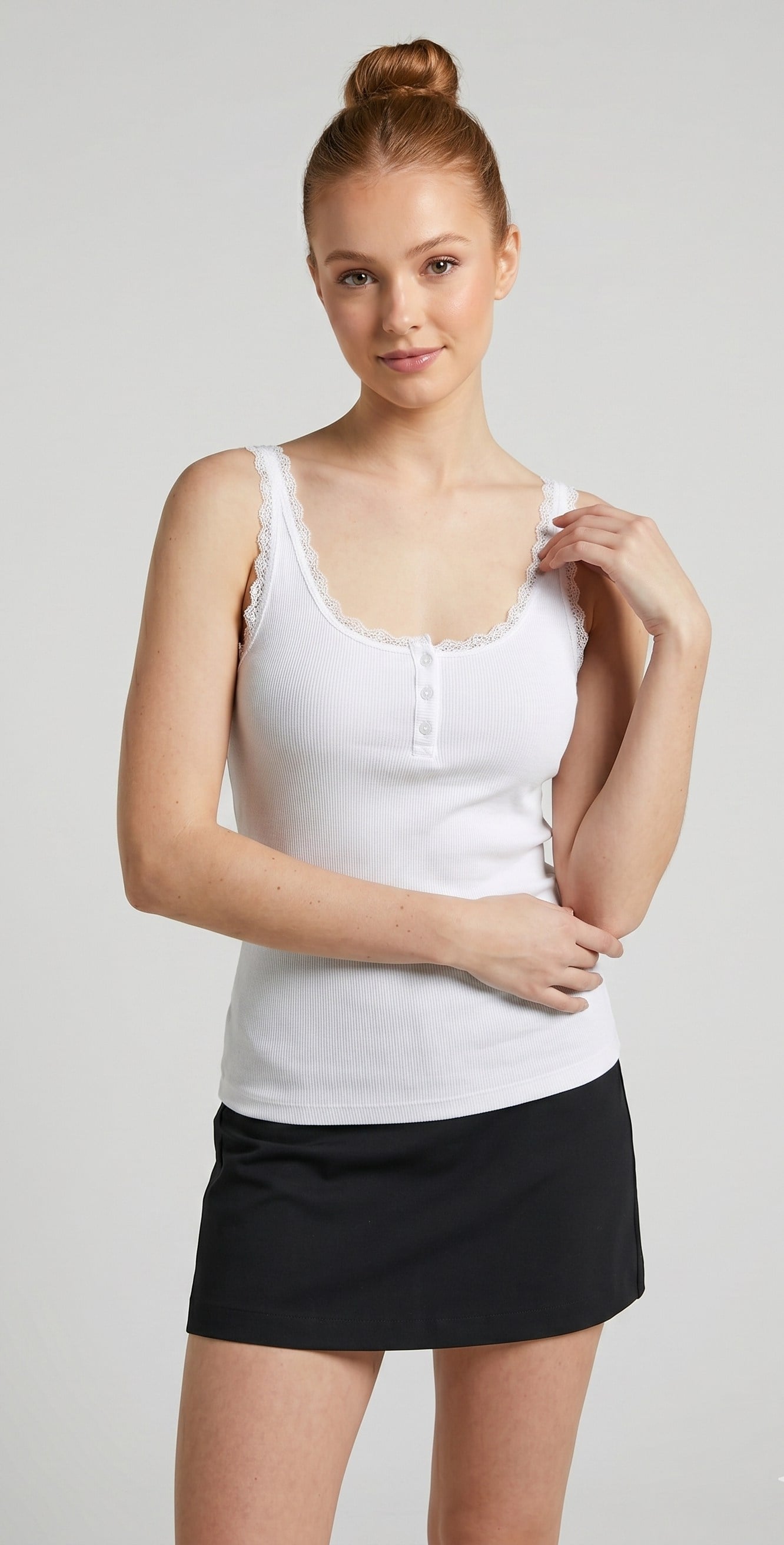 OLIVE-4642 DÜĞMELİ KAŞKORSE BODY BEYAZ