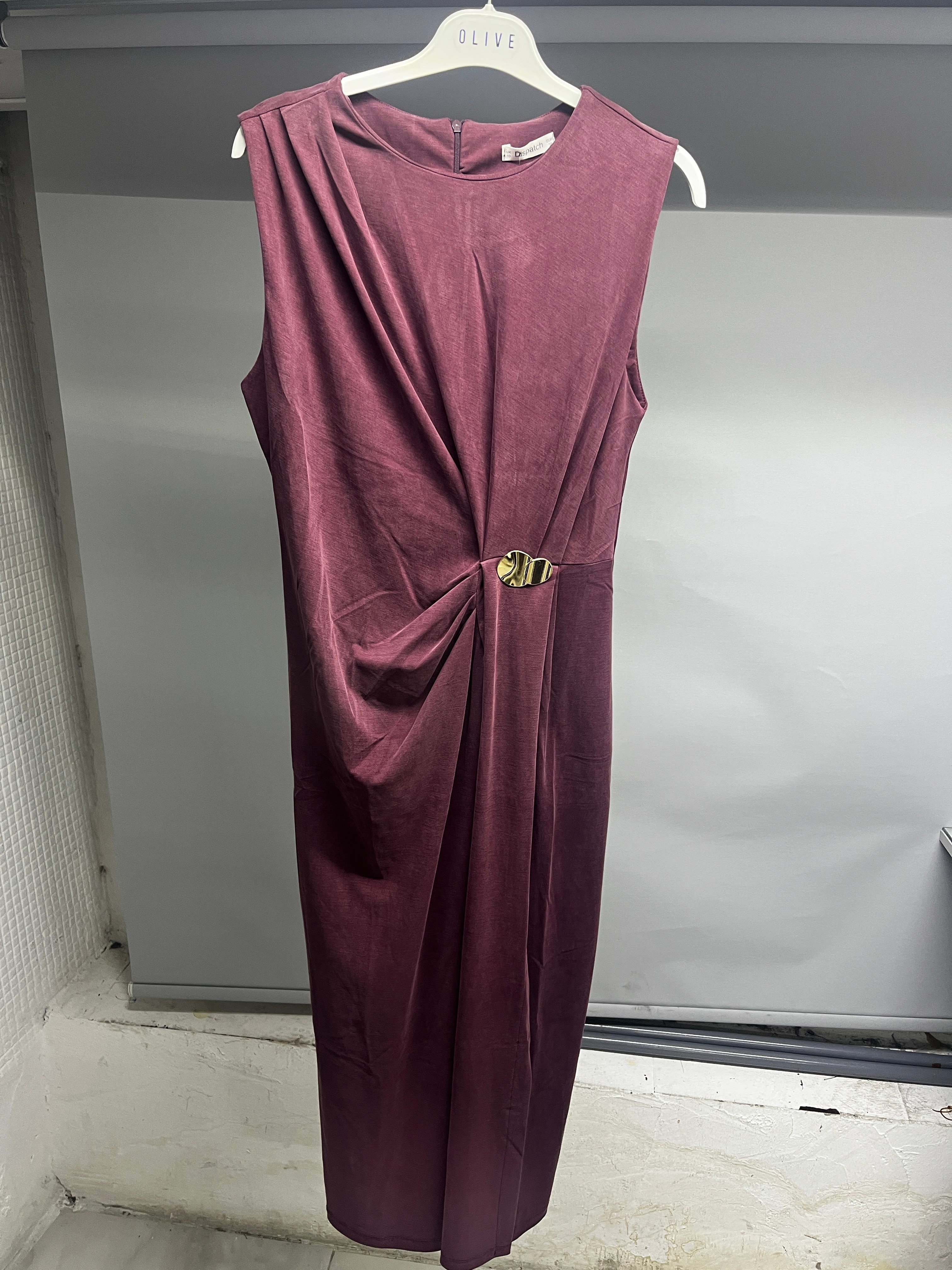OLIVE-4750 MODAL TOKA ELBİSE BORDO