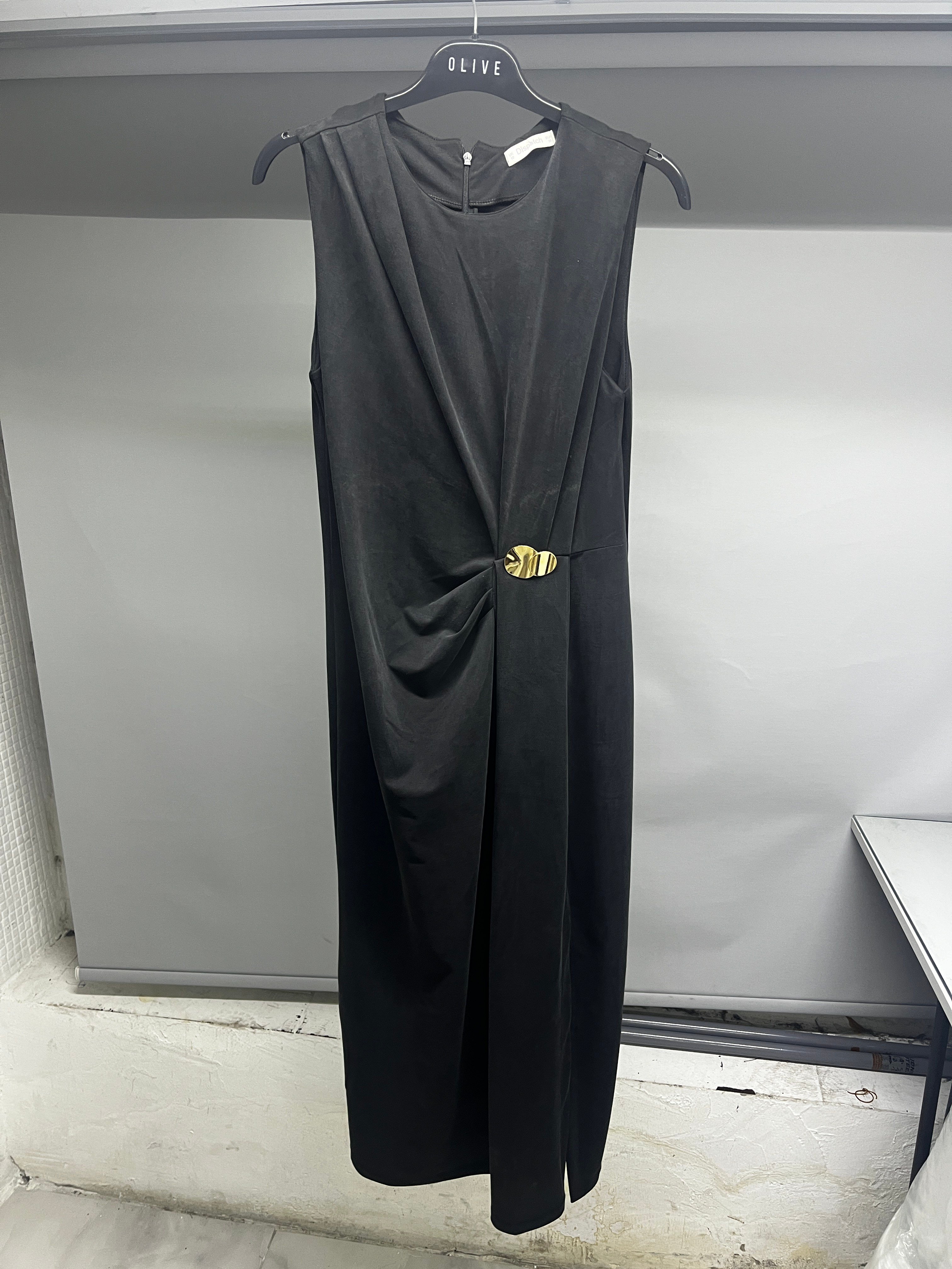 OLIVE-4750 MODAL TOKA ELBİSE SİYAH