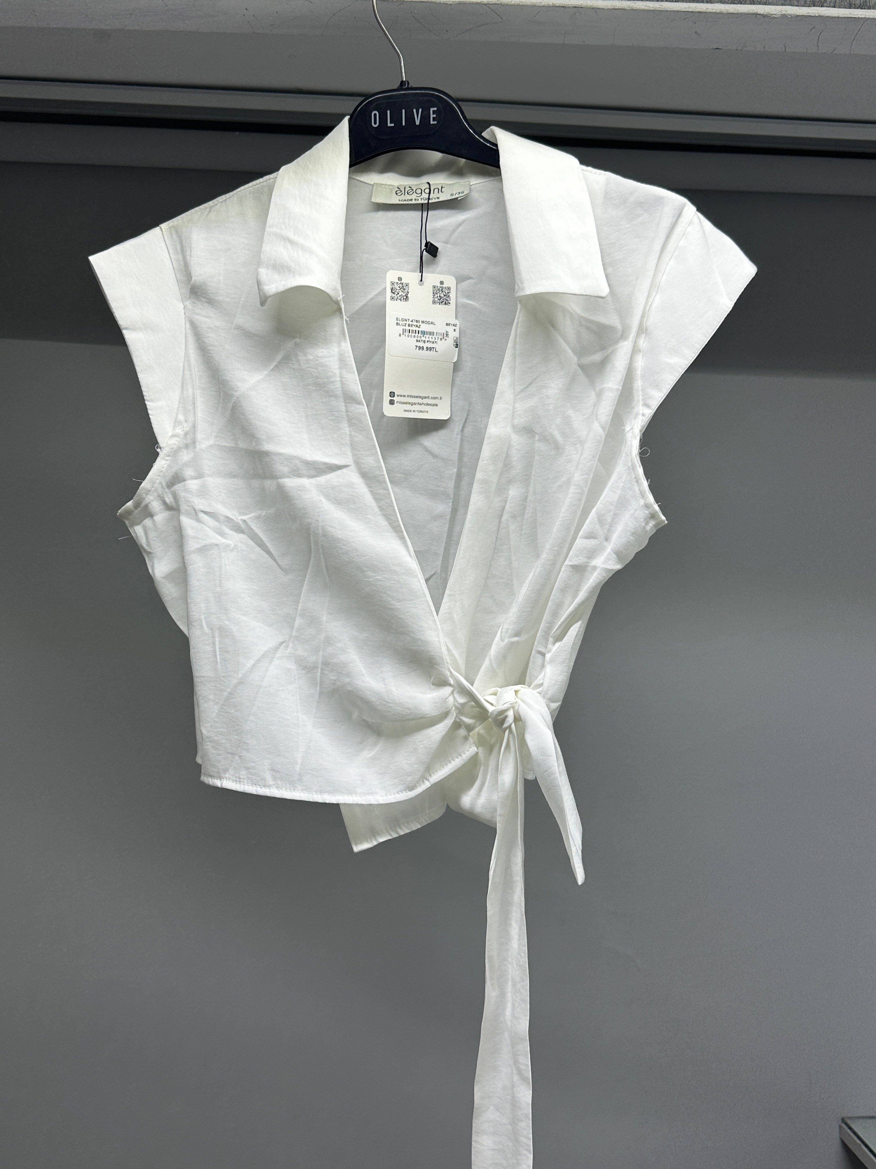 OLIVE-4760 MODAL BLUZ BEYAZ
