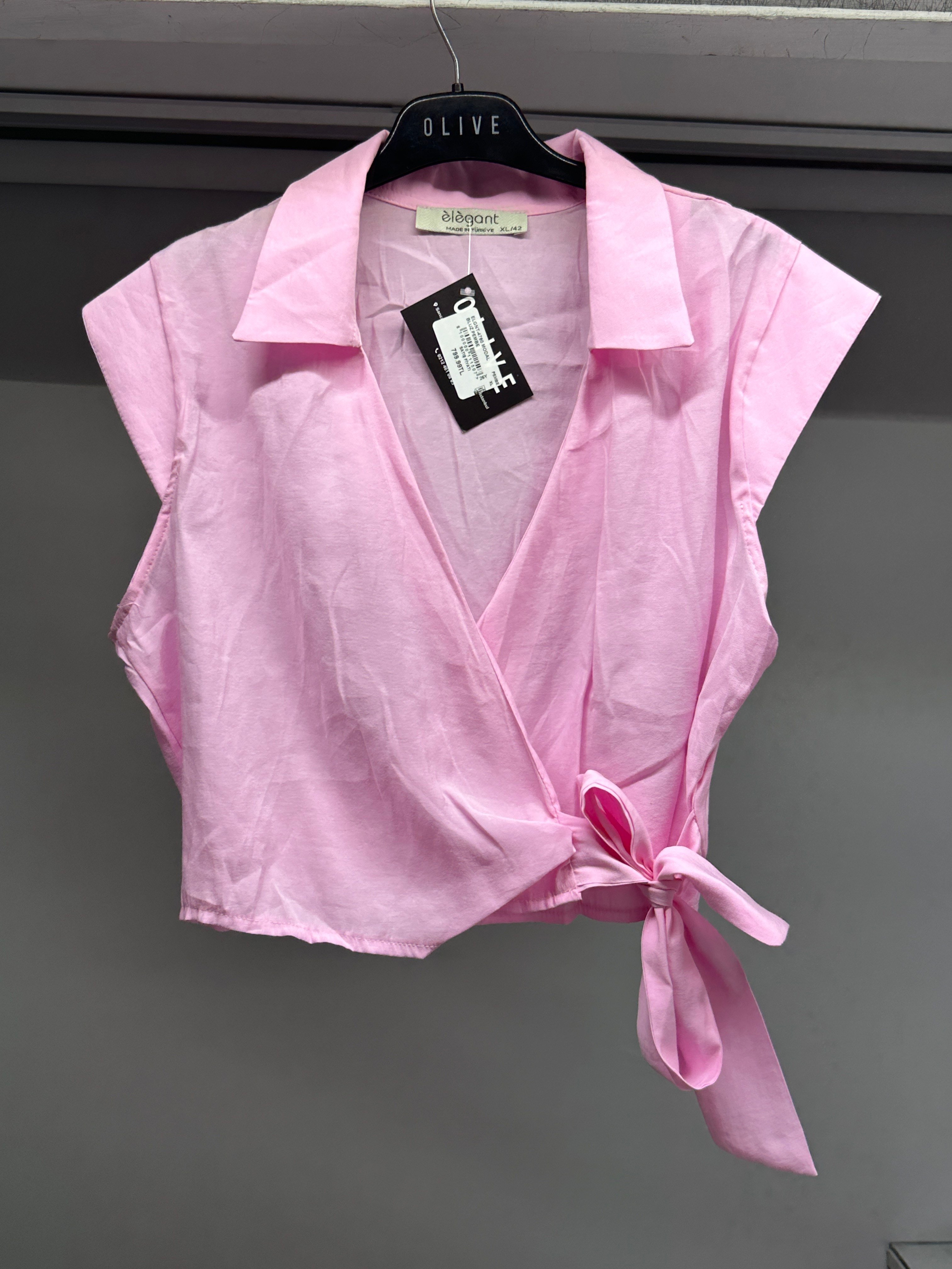 OLIVE-4760 MODAL BLUZ PEMBE