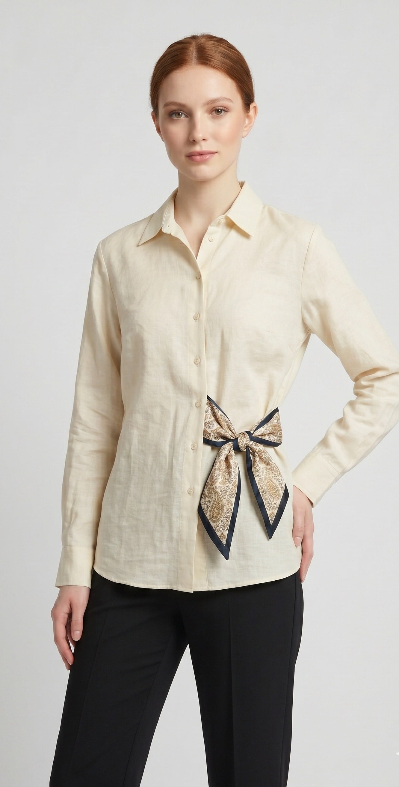 OLIVE-4859 FULAR BAĞ. BLUZ TAŞ