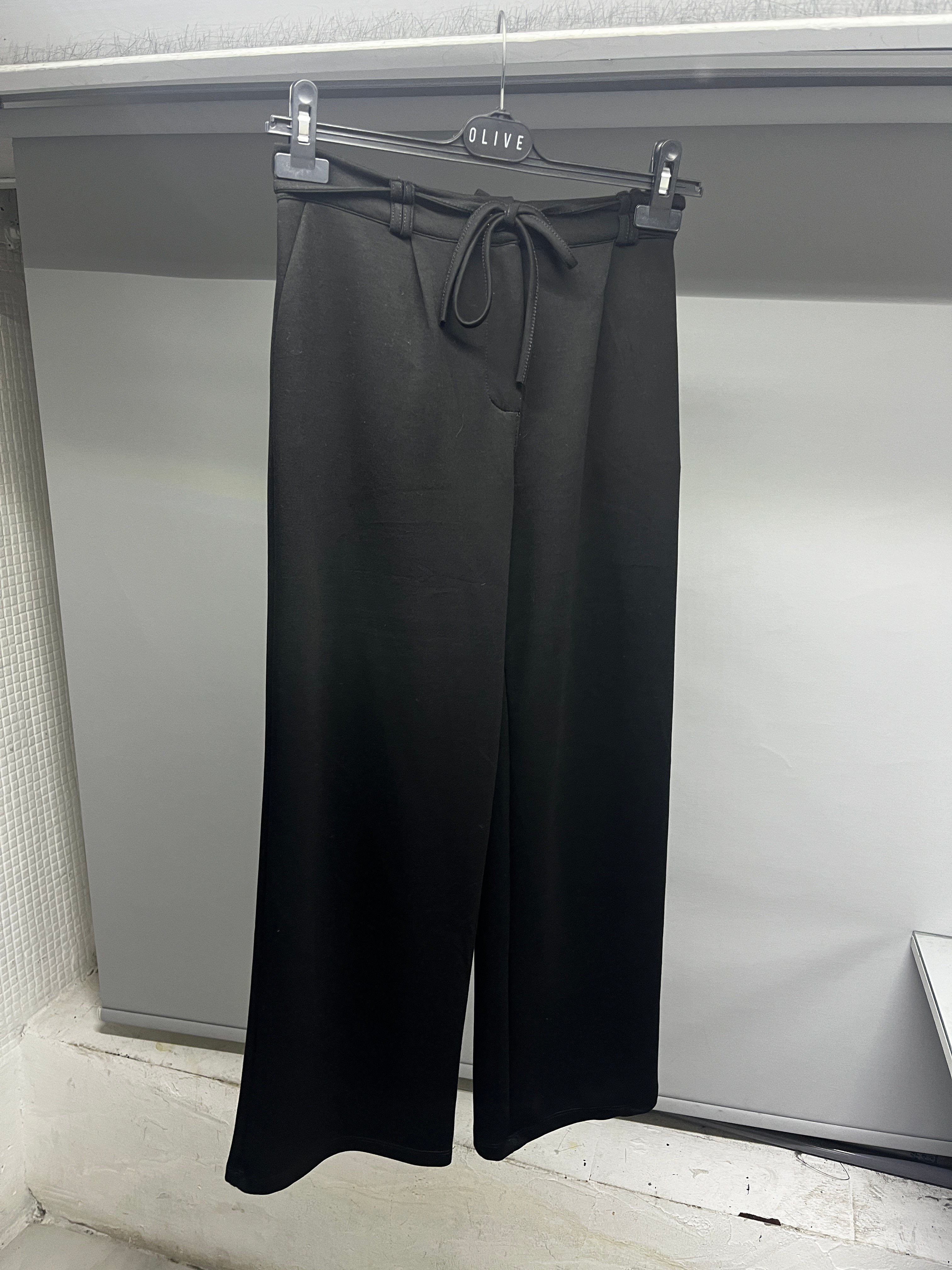 OLIVE-4880 CUPRA LASTİK PANTOLON SİYAH