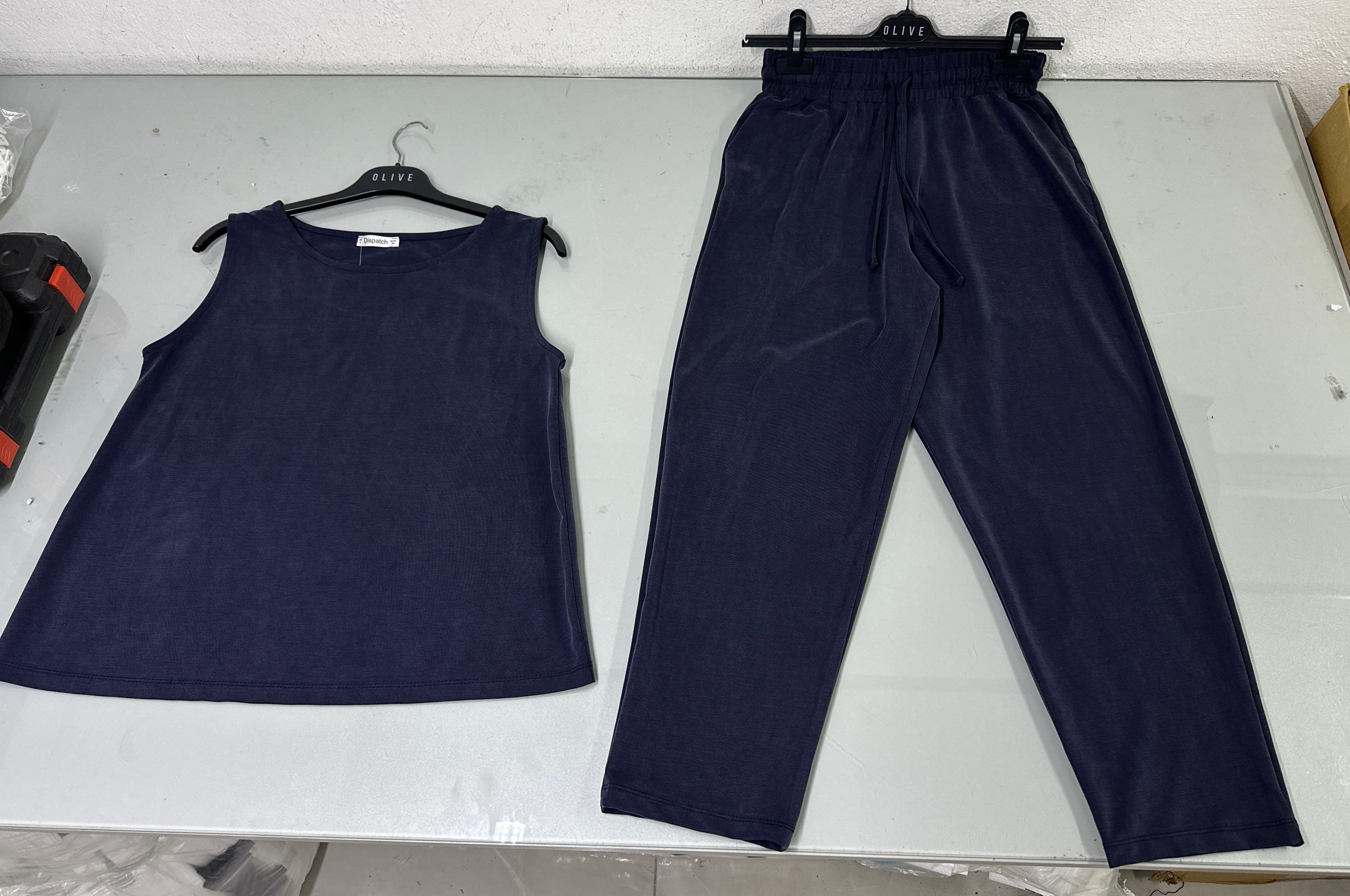 OLIVE-4892 PİKE KOLSUZ MODAL TAKIM LACİVERT
