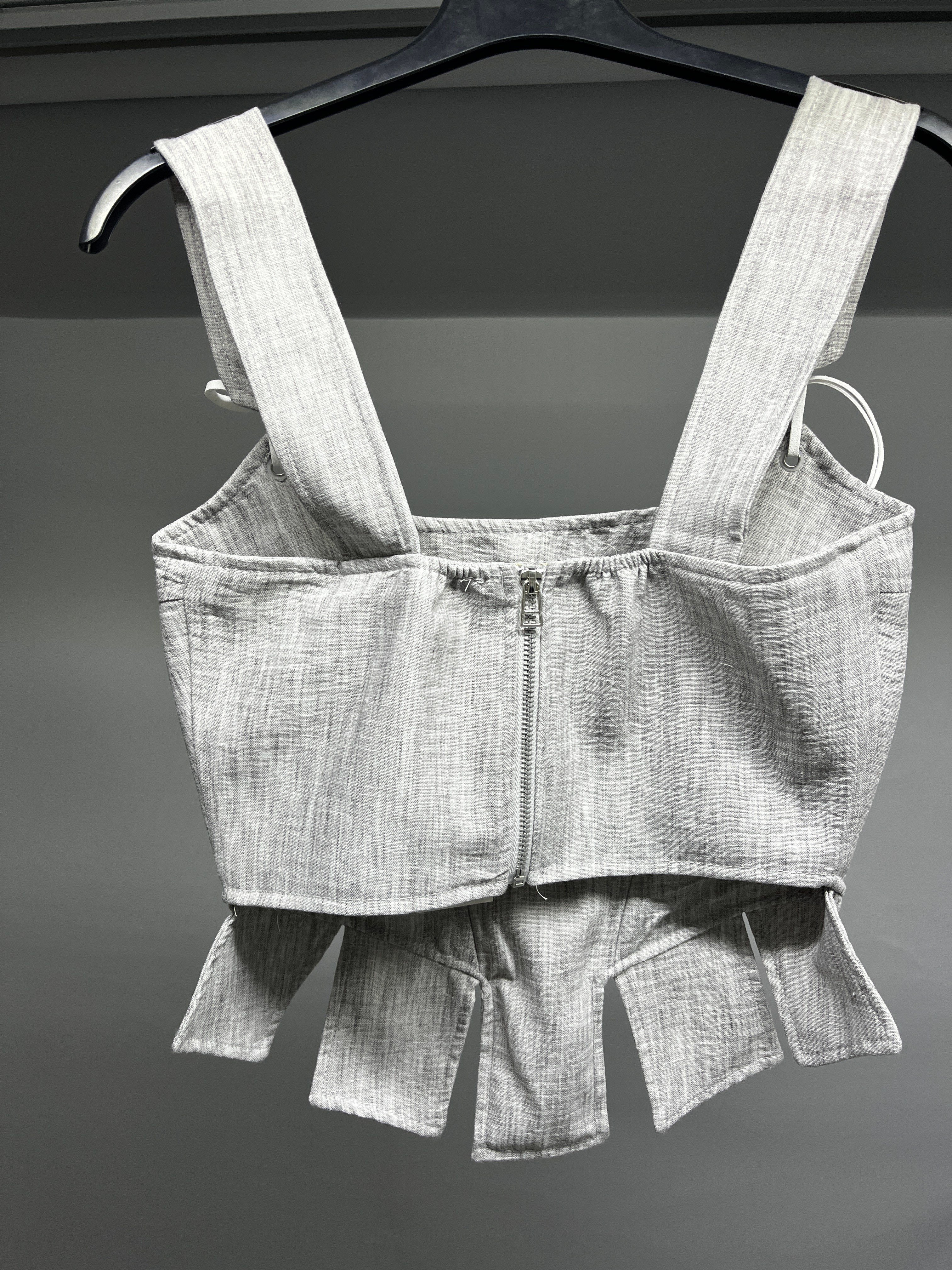OLIVE-580930 KORSE BLUZ GRİ