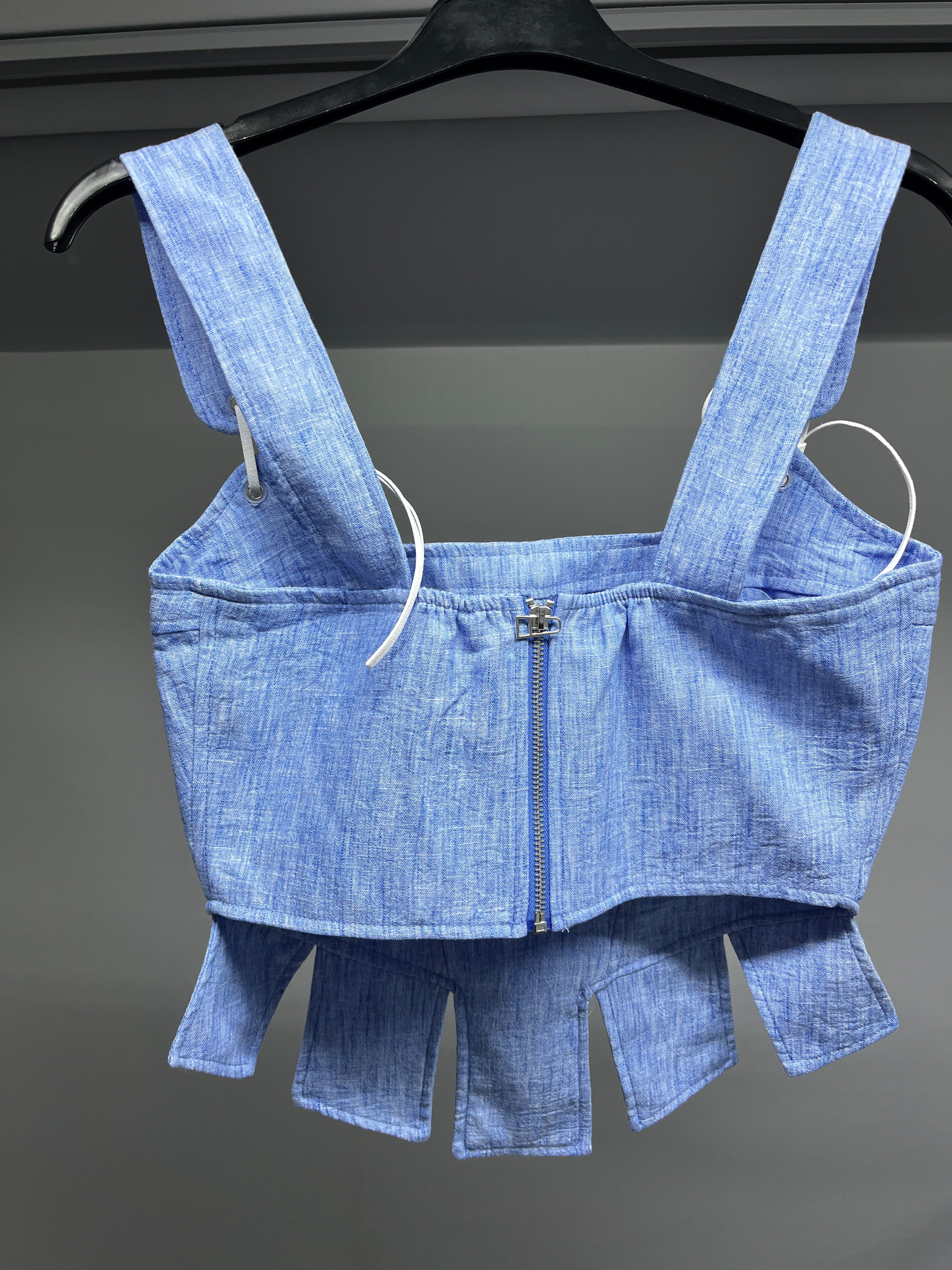 OLIVE-580930 KORSE BLUZ MAVİ