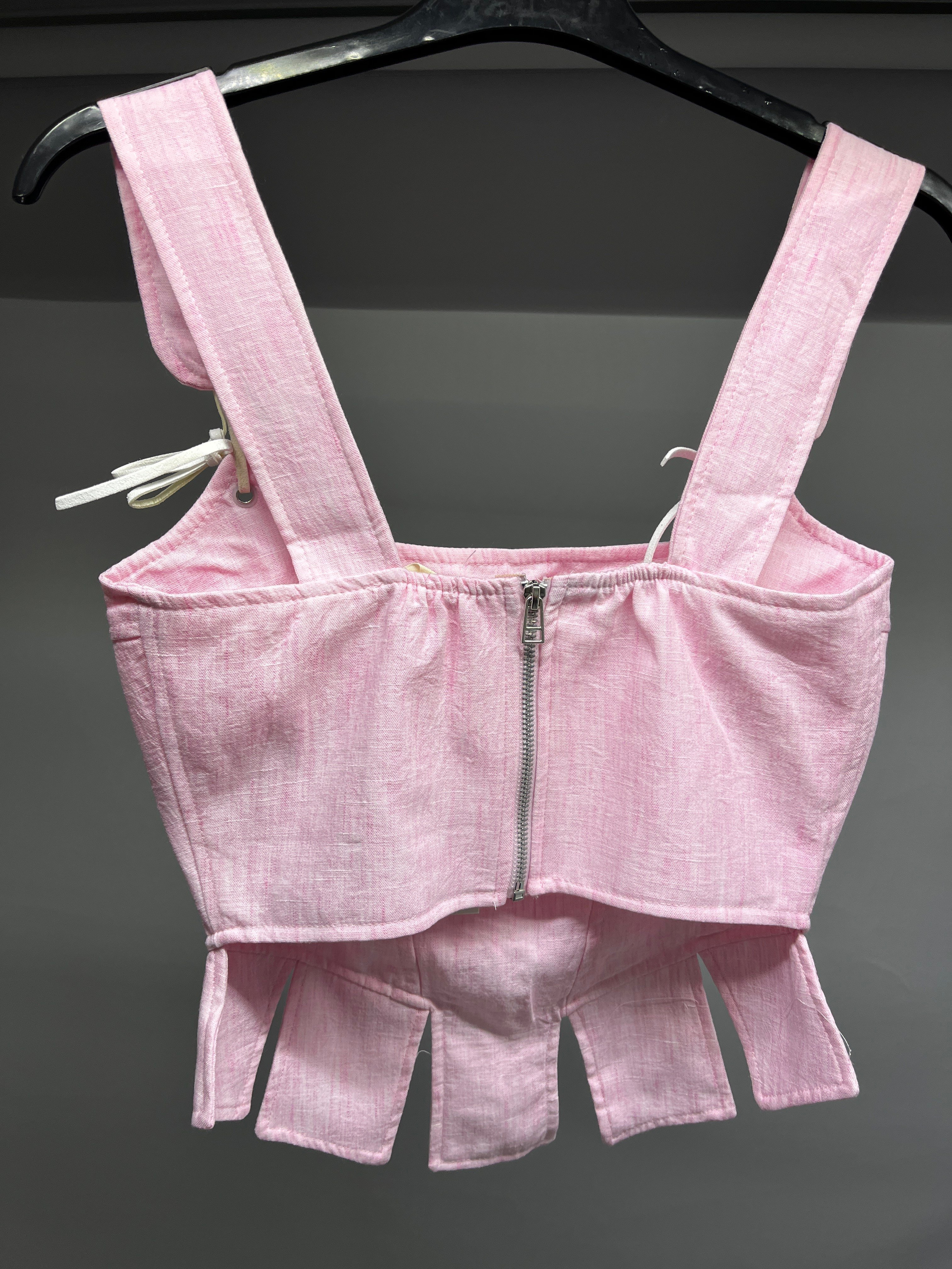 OLIVE-580930 KORSE BLUZ PEMBE
