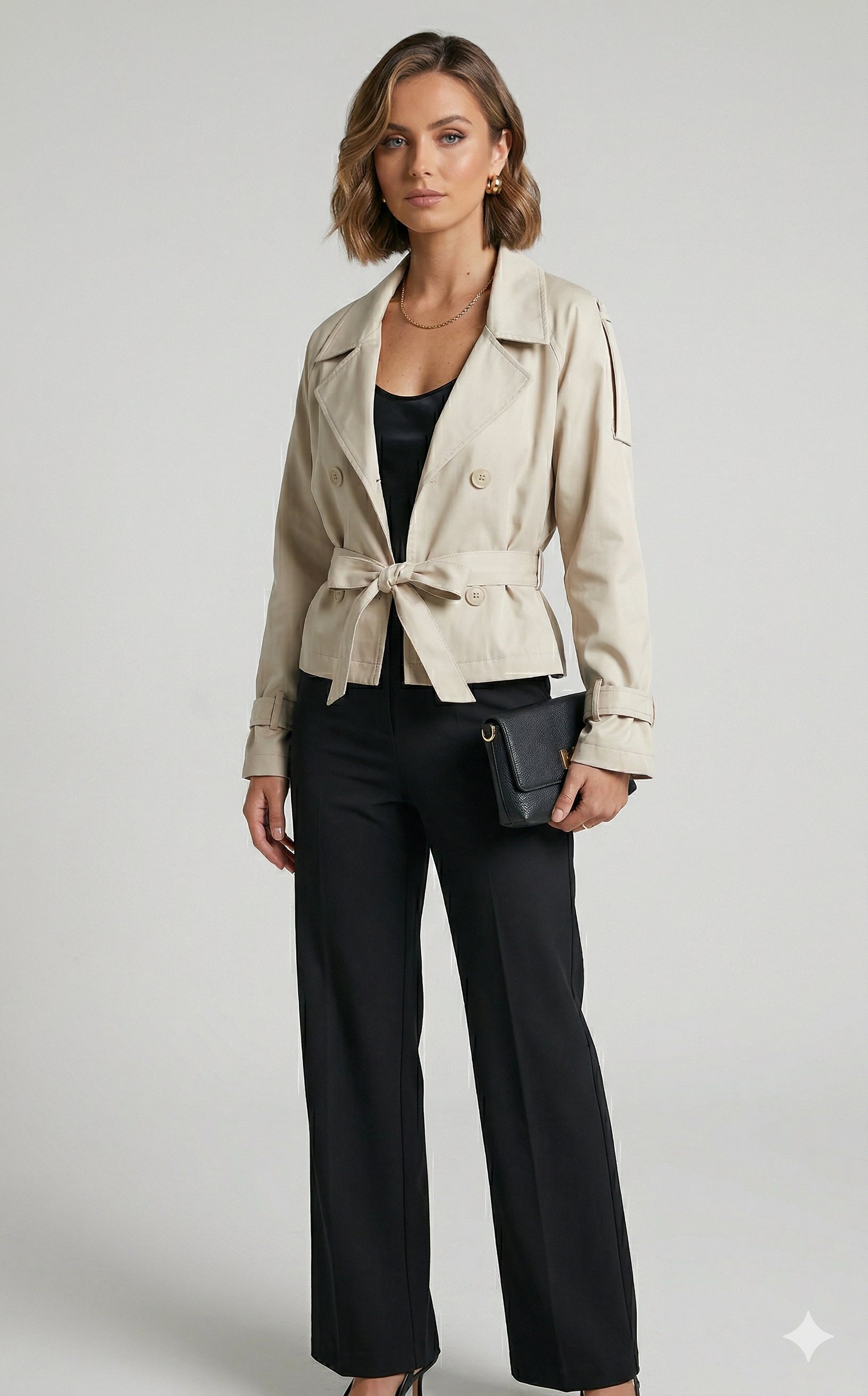 OLIVE-5970 KISA TRENC BEJ