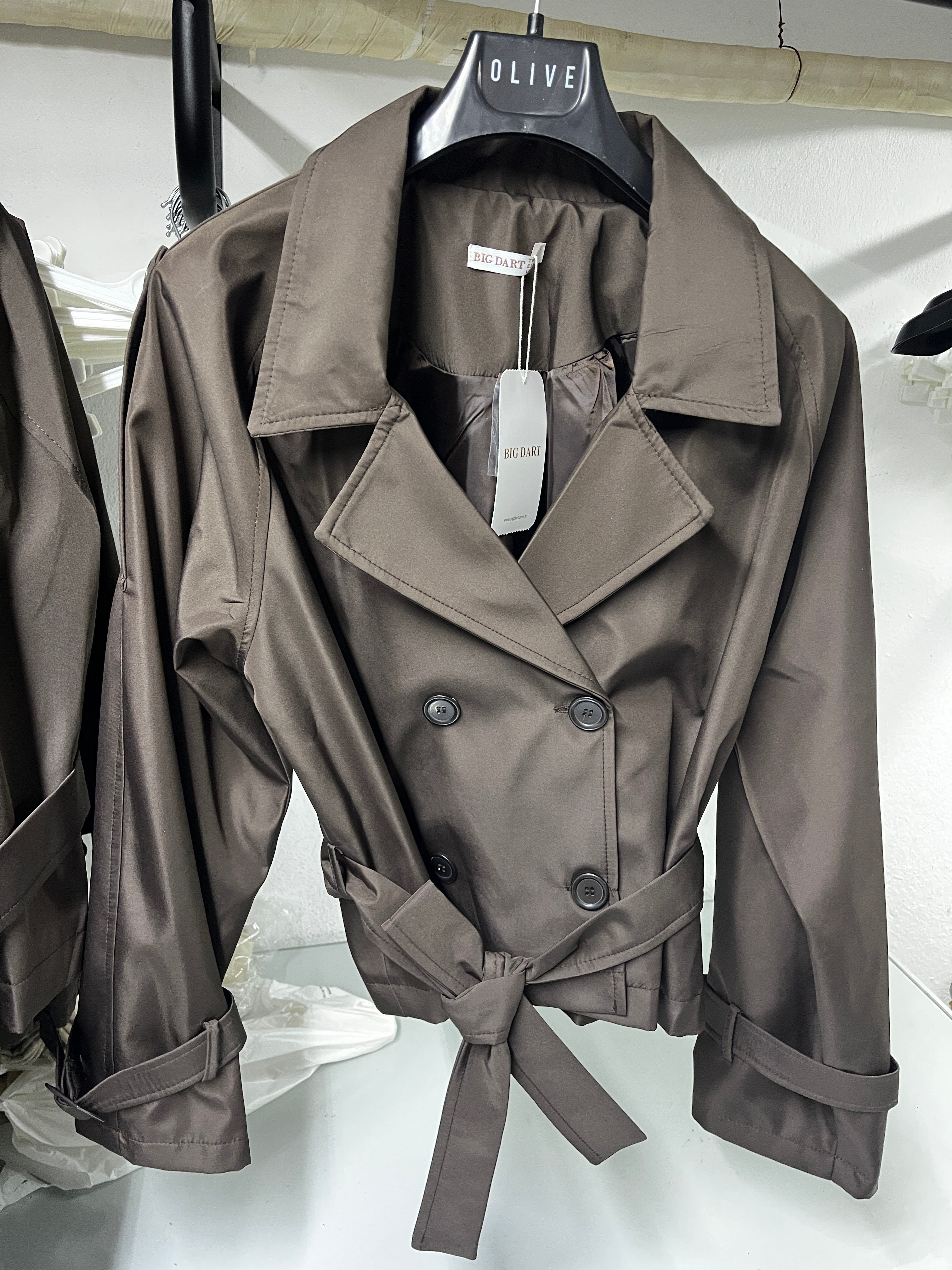 OLIVE-5970 KISA TRENC KAHVE