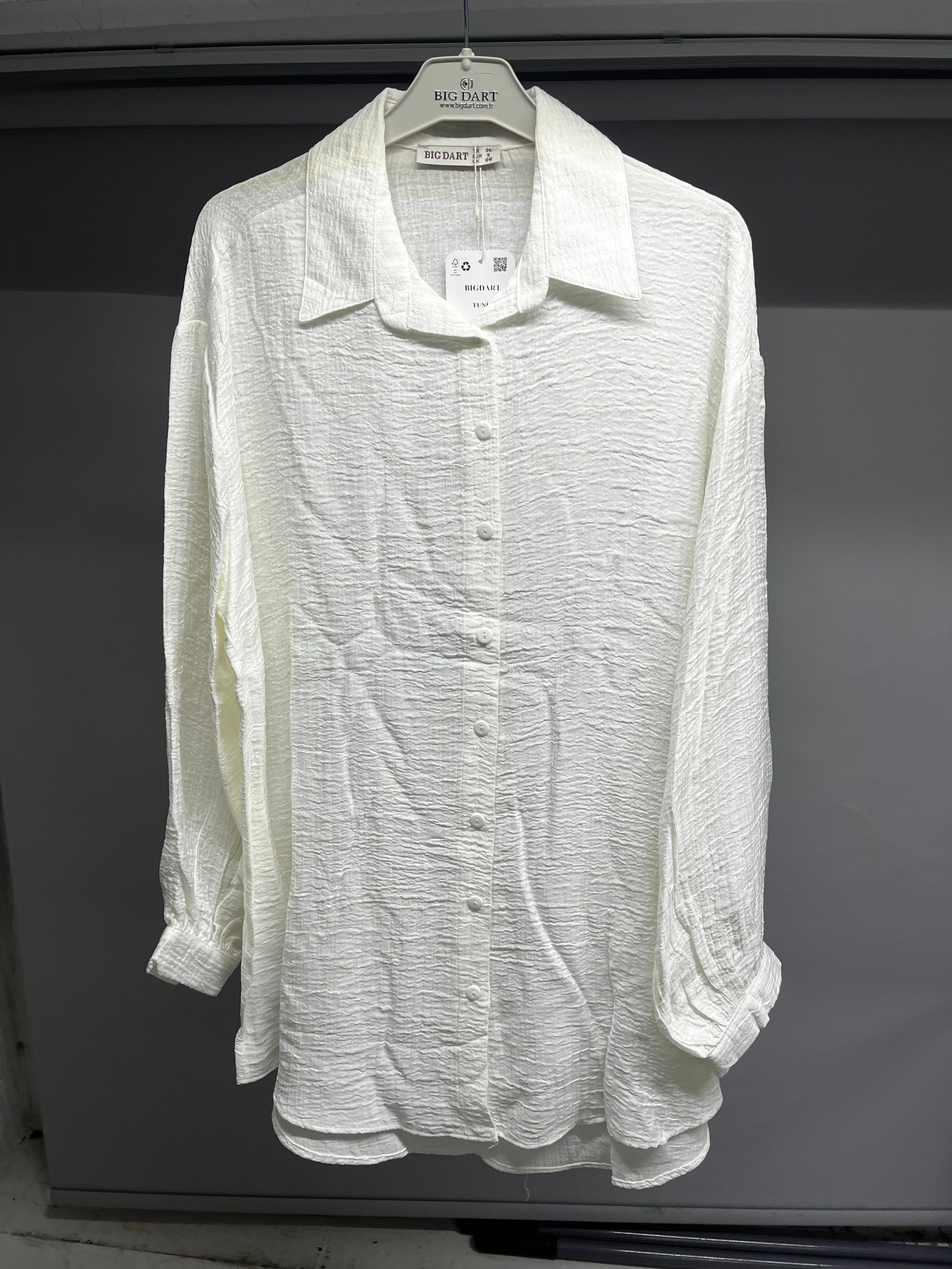 OLIVE-5989 TUNİK BEYAZ