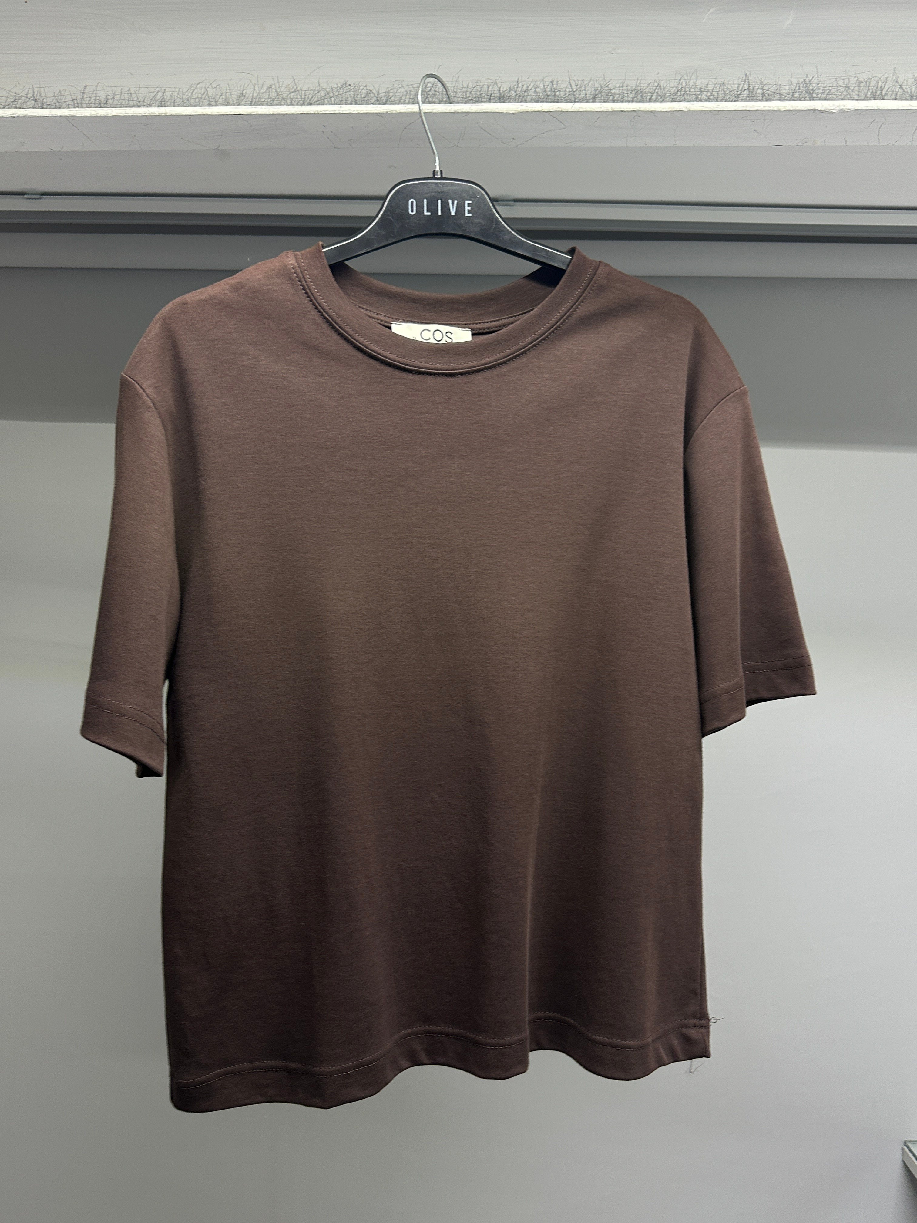 OLIVE-6597 COS BASIC TSHIRT KAHVE