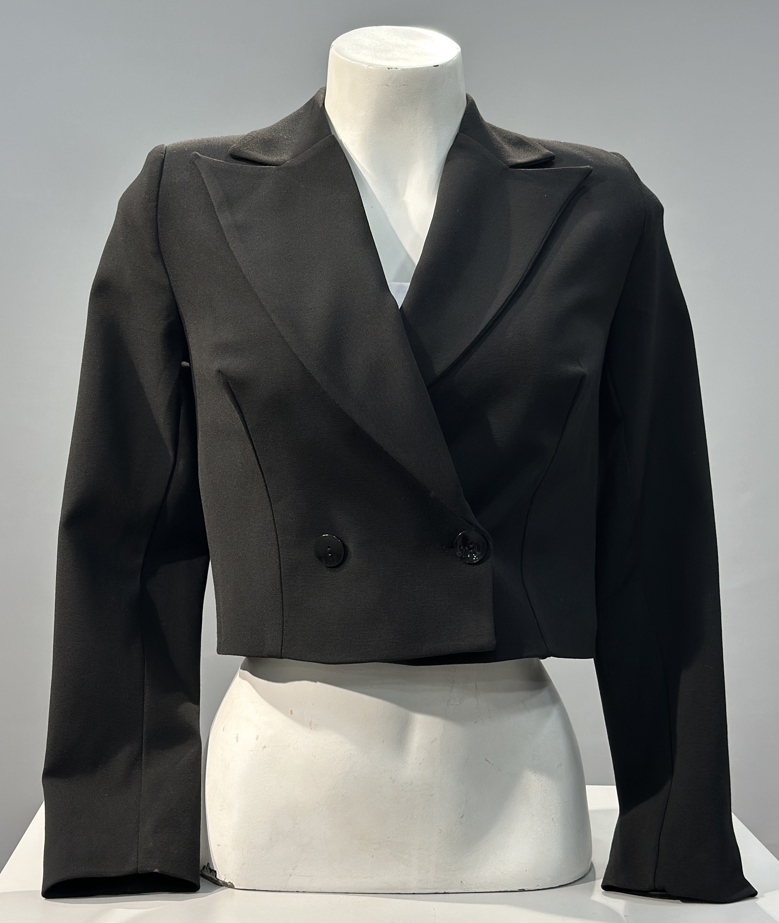 OLIVE-6796 CROP ÇİFT DÜĞME CEKET SİYAH