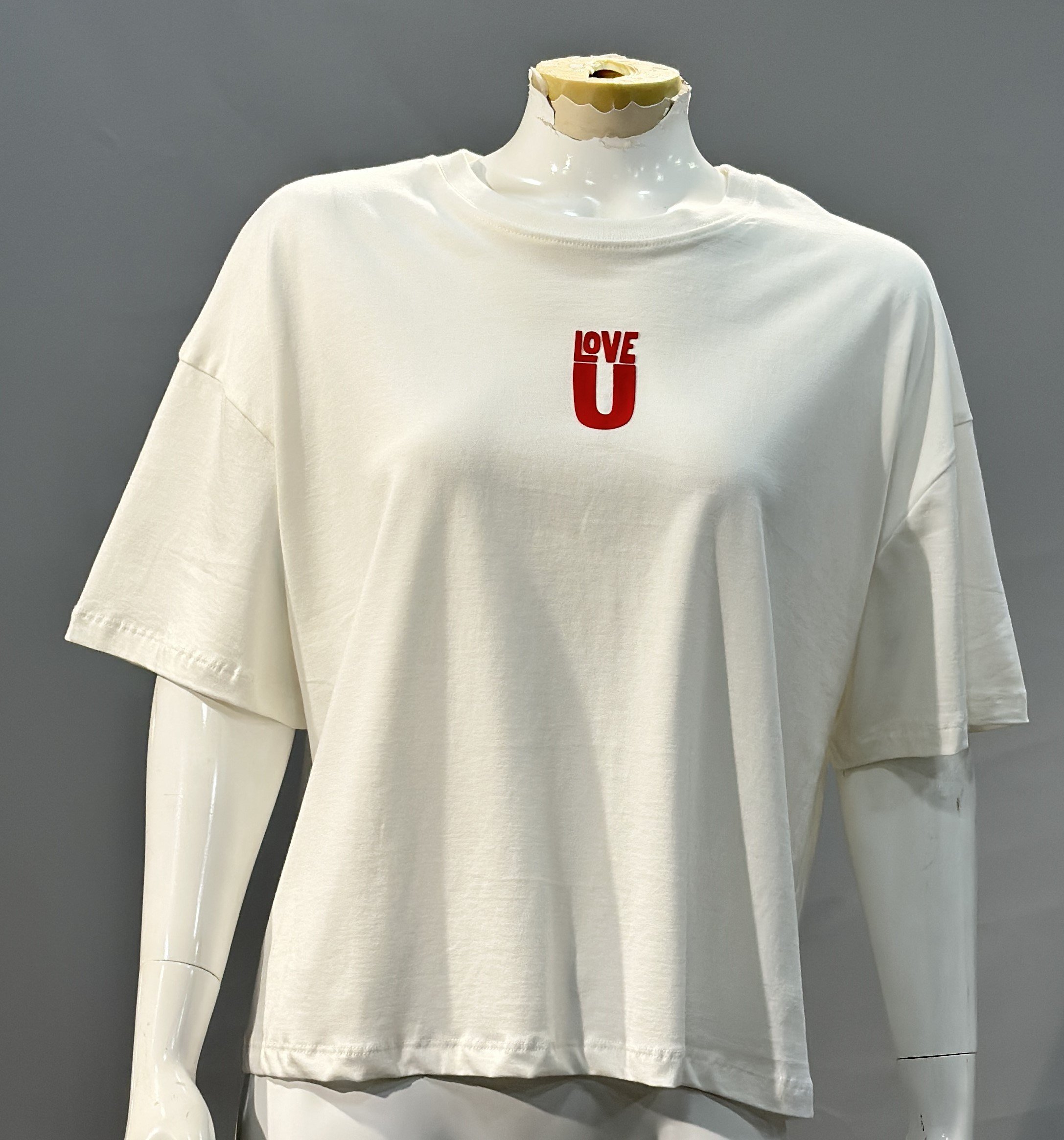 OLIVE-6860 LOVE U TSHIRT BEYAZ