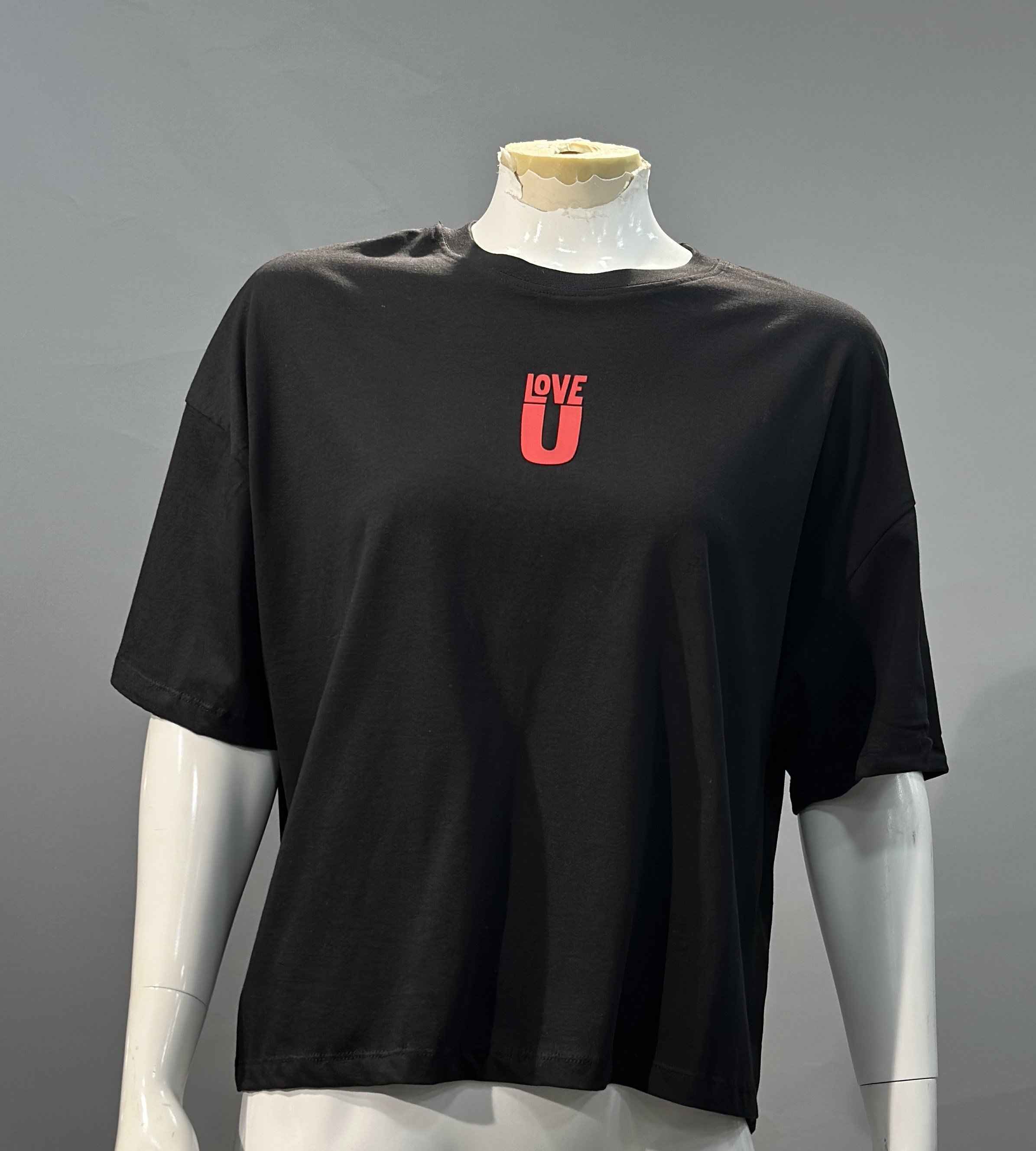 OLIVE-6860 LOVE U TSHIRT SİYAH