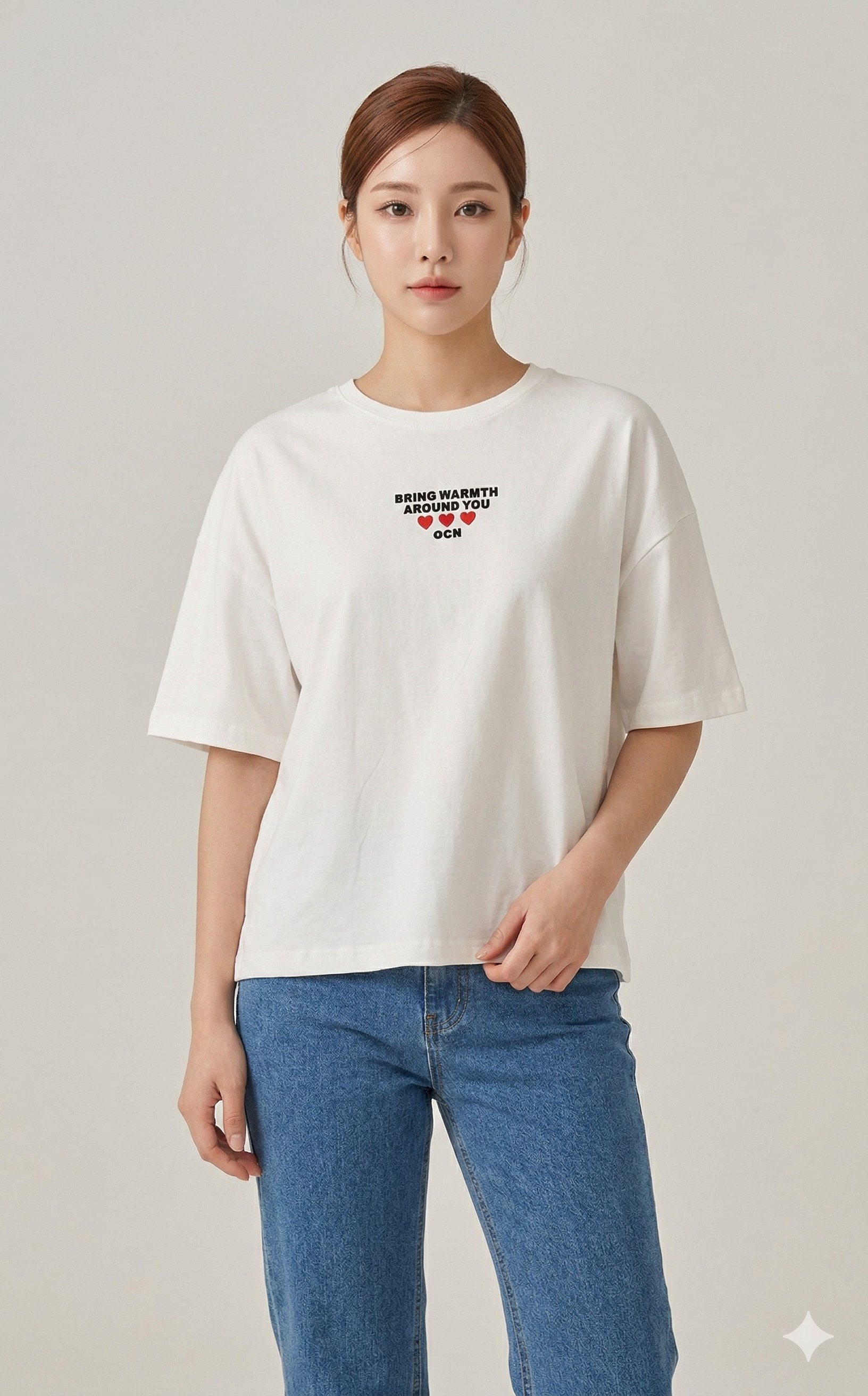 OLIVE-6861 FLOG BASKI TSHIRT BEYAZ