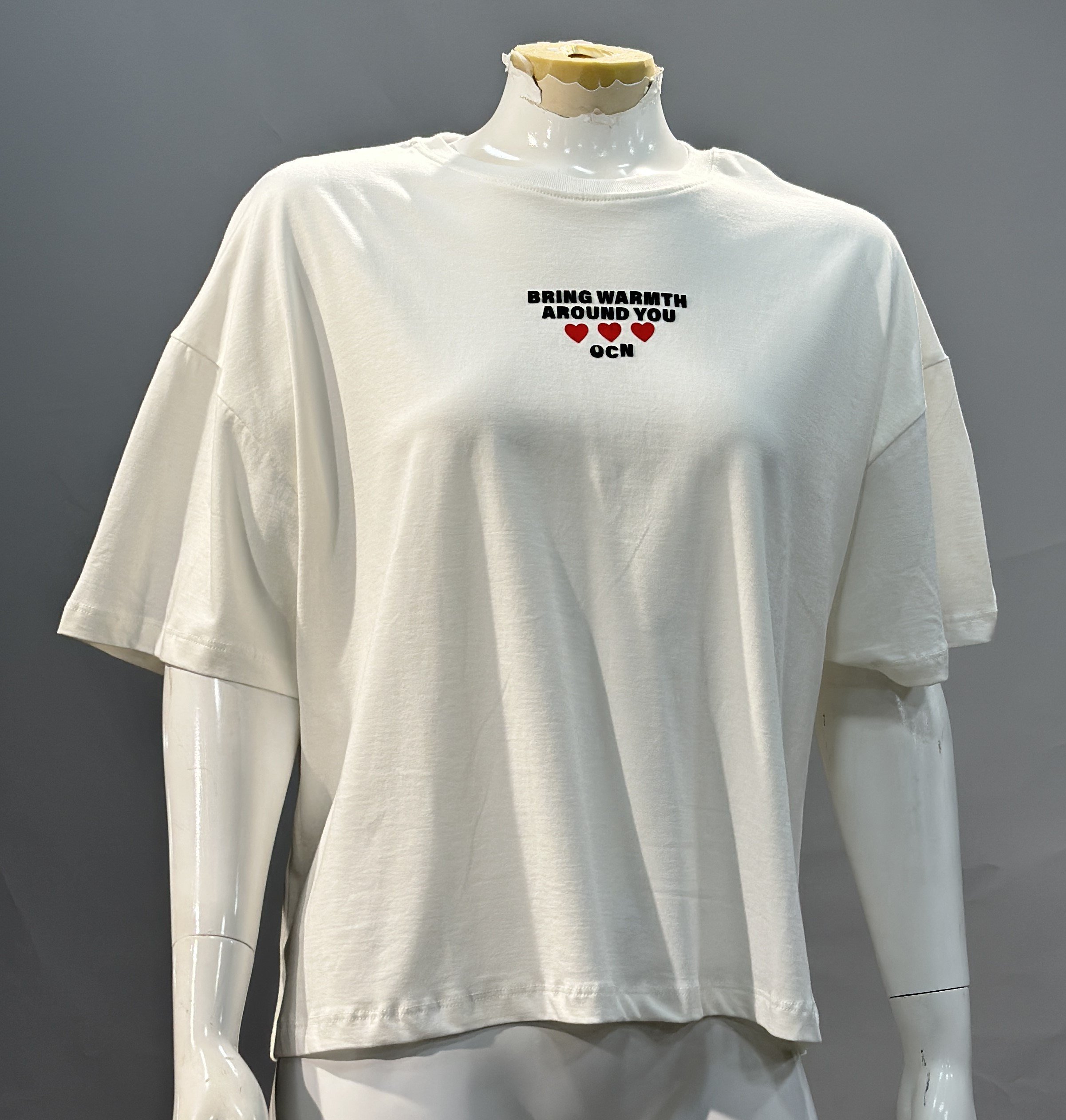 OLIVE-6861 FLOG BASKI TSHIRT BEYAZ