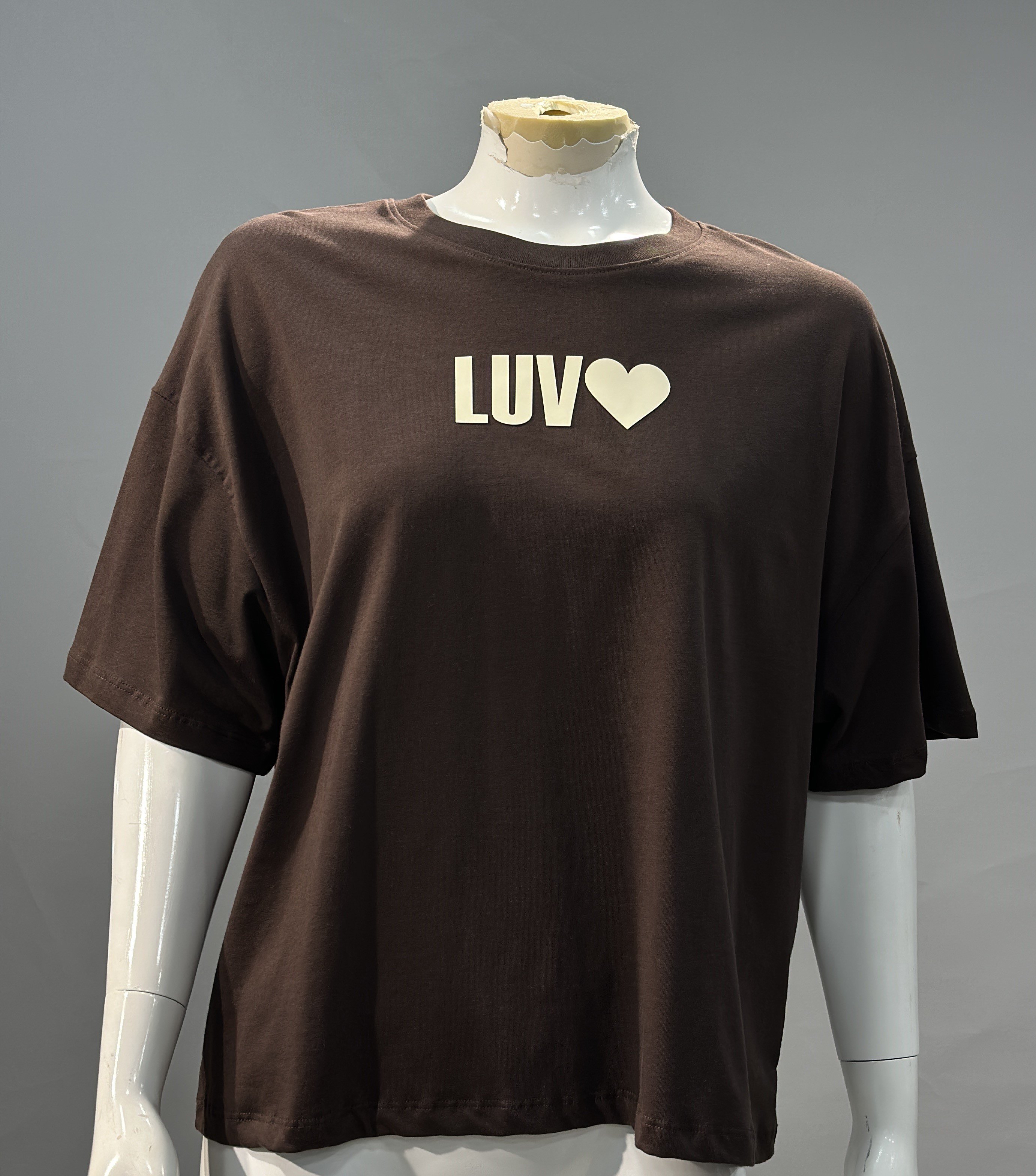 OLIVE-6864 LUV TSHIRT KAHVE