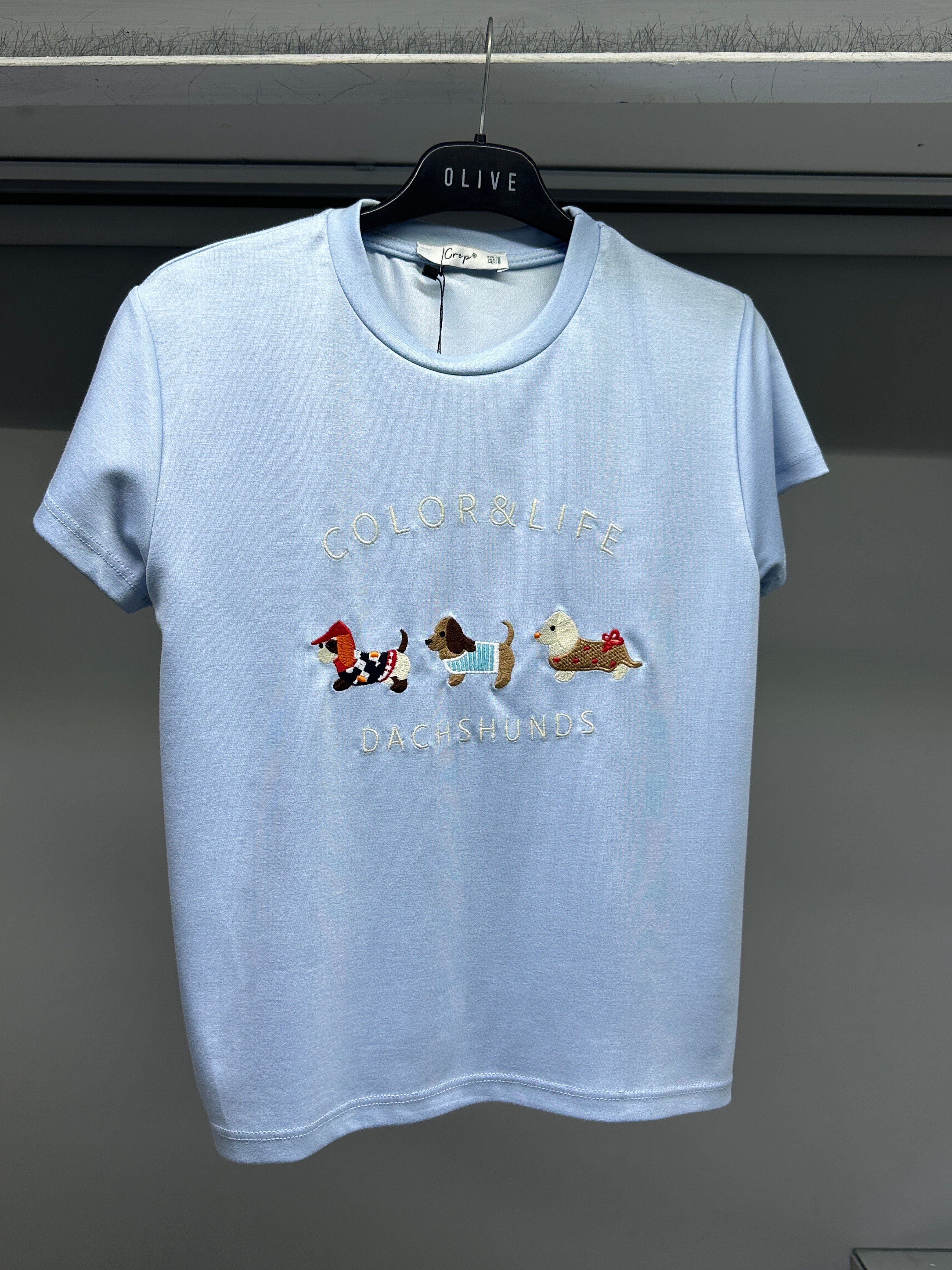 OLIVE-6997 DOG TSHIRT MAVİ