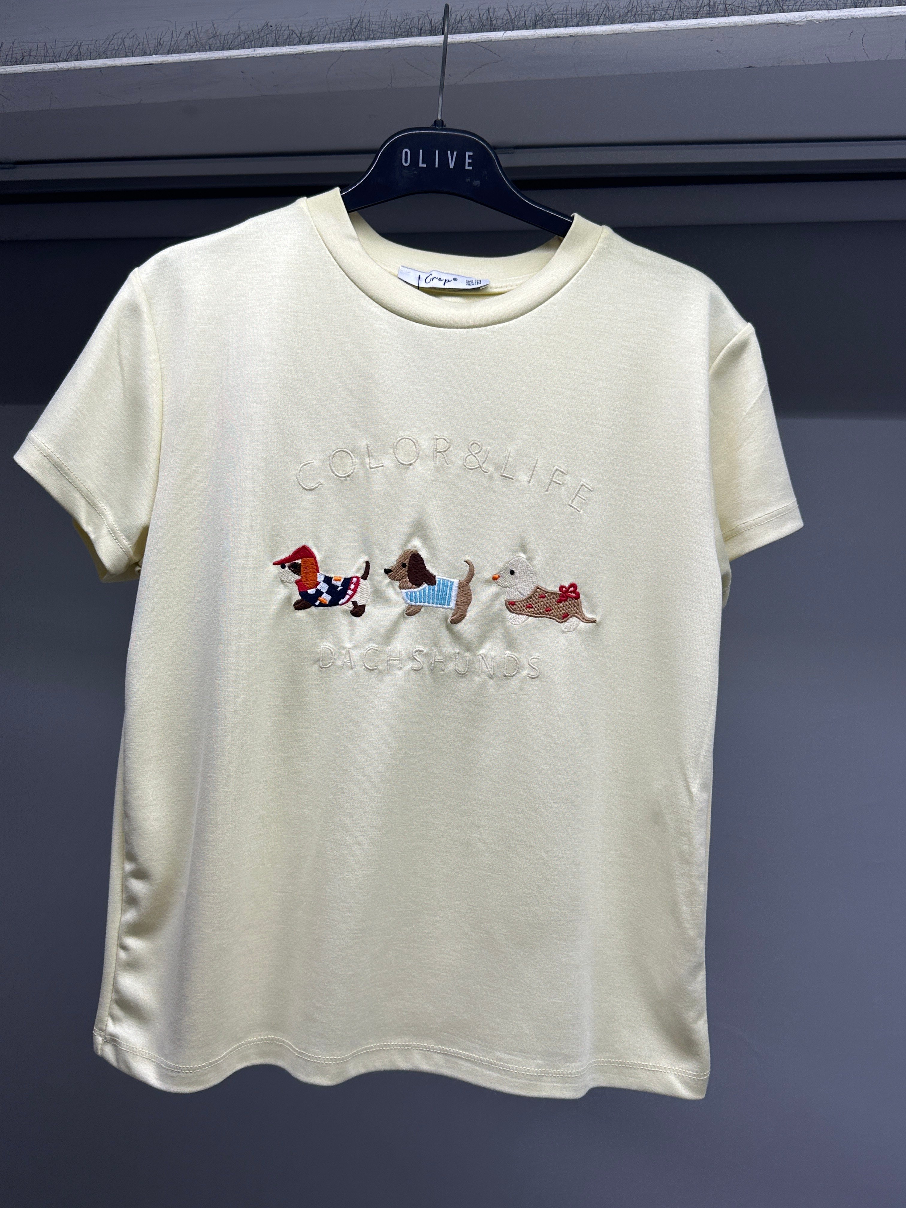 OLIVE-6997 DOG TSHIRT SARI