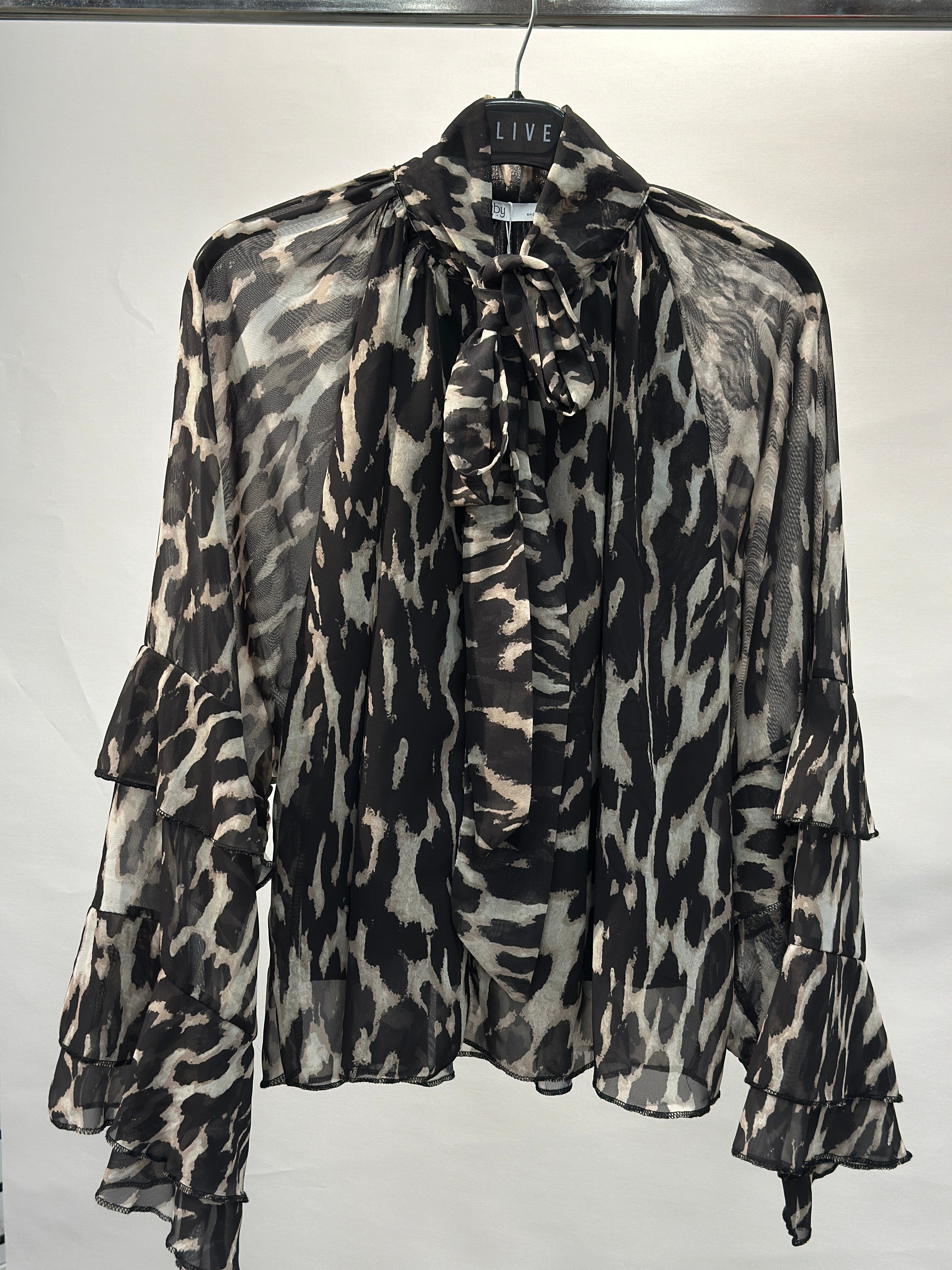 OLIVE-7092 ŞIFON LEO BLUZ SİYAH