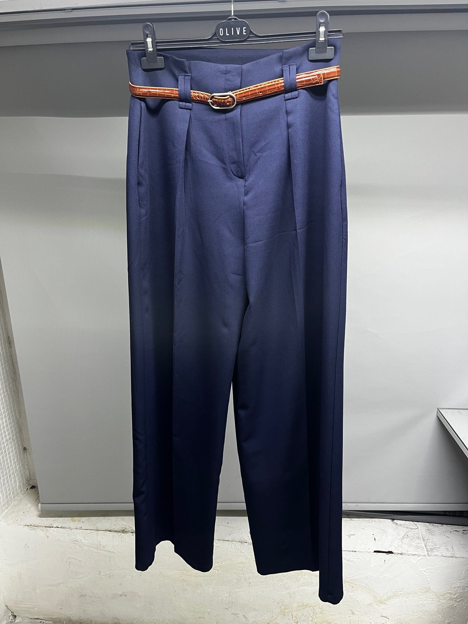 OLIVE-71262 KEMER DETAY PANT LACİVERT