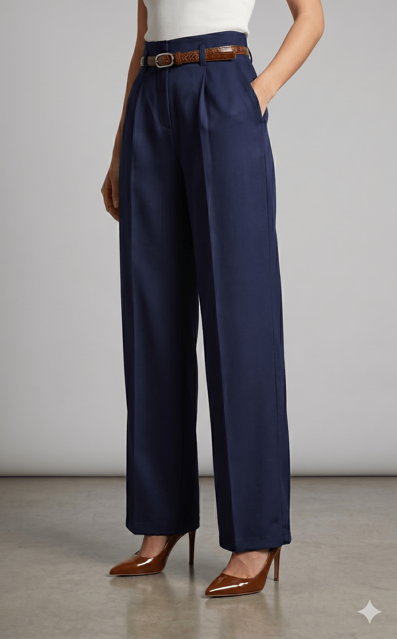 OLIVE-71262 KEMER DETAY PANT LACİVERT
