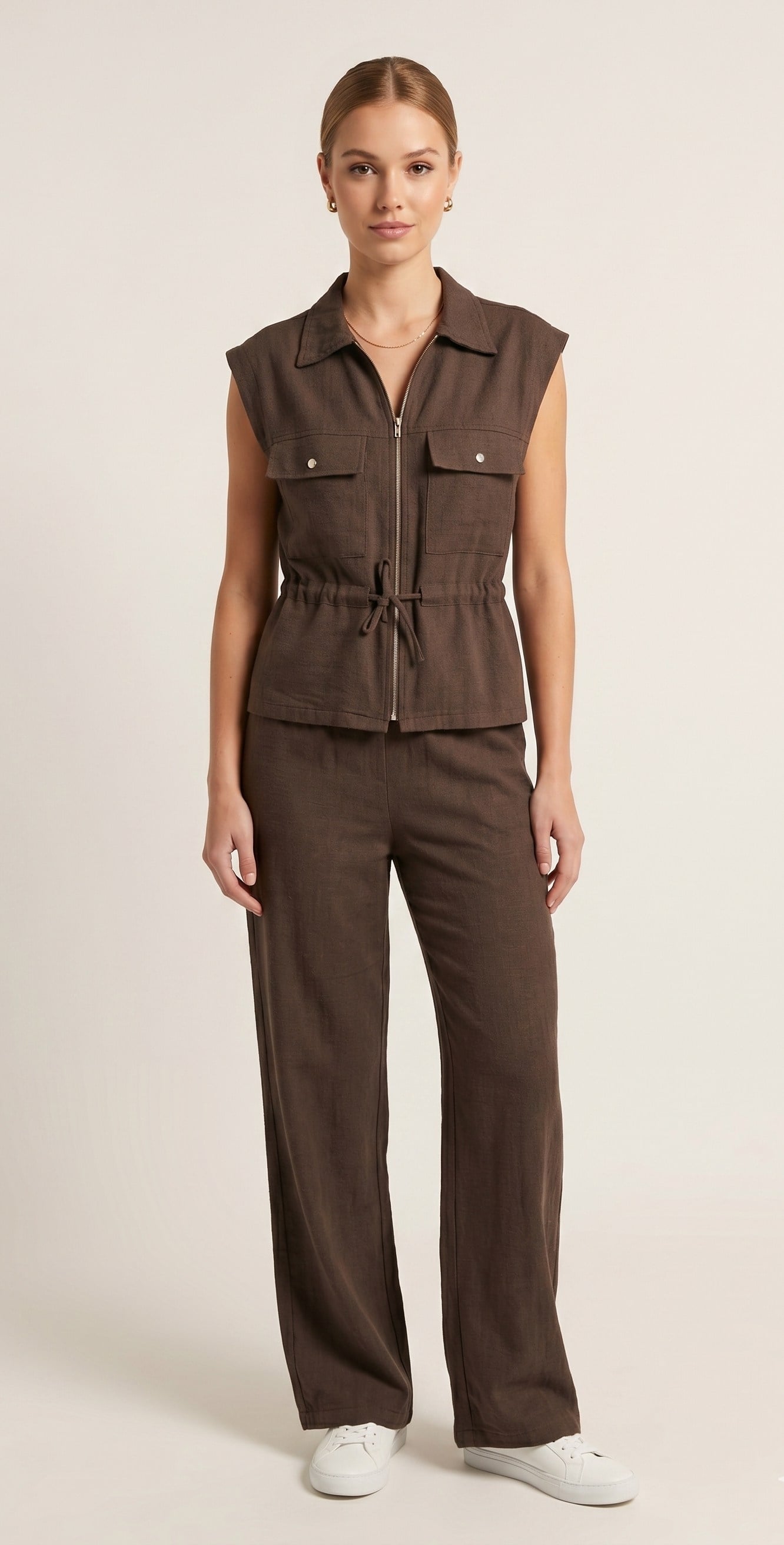OLIVE-8602 SIFIR KOL KETEN TAKIM KAHVE
