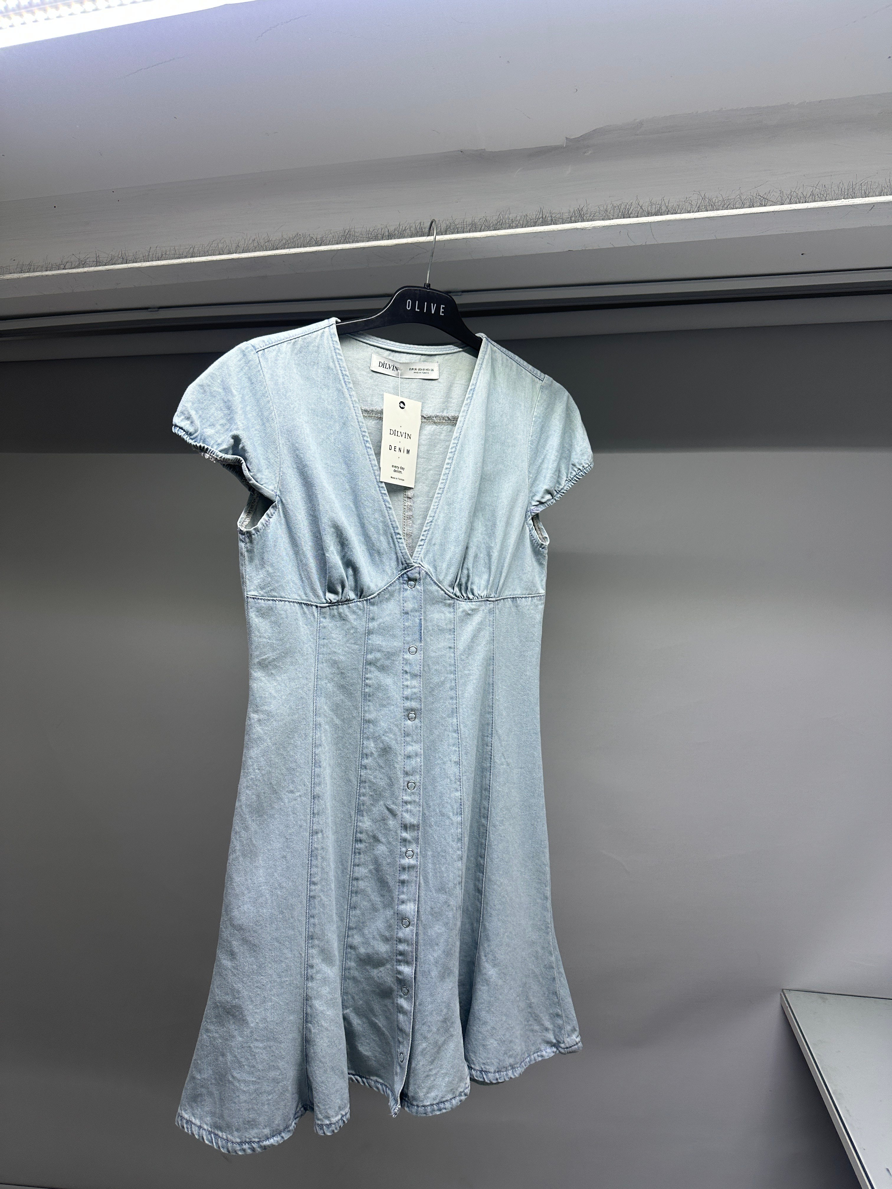 OLIVE-90583 ÇITÇIT DENİM ELBİSE