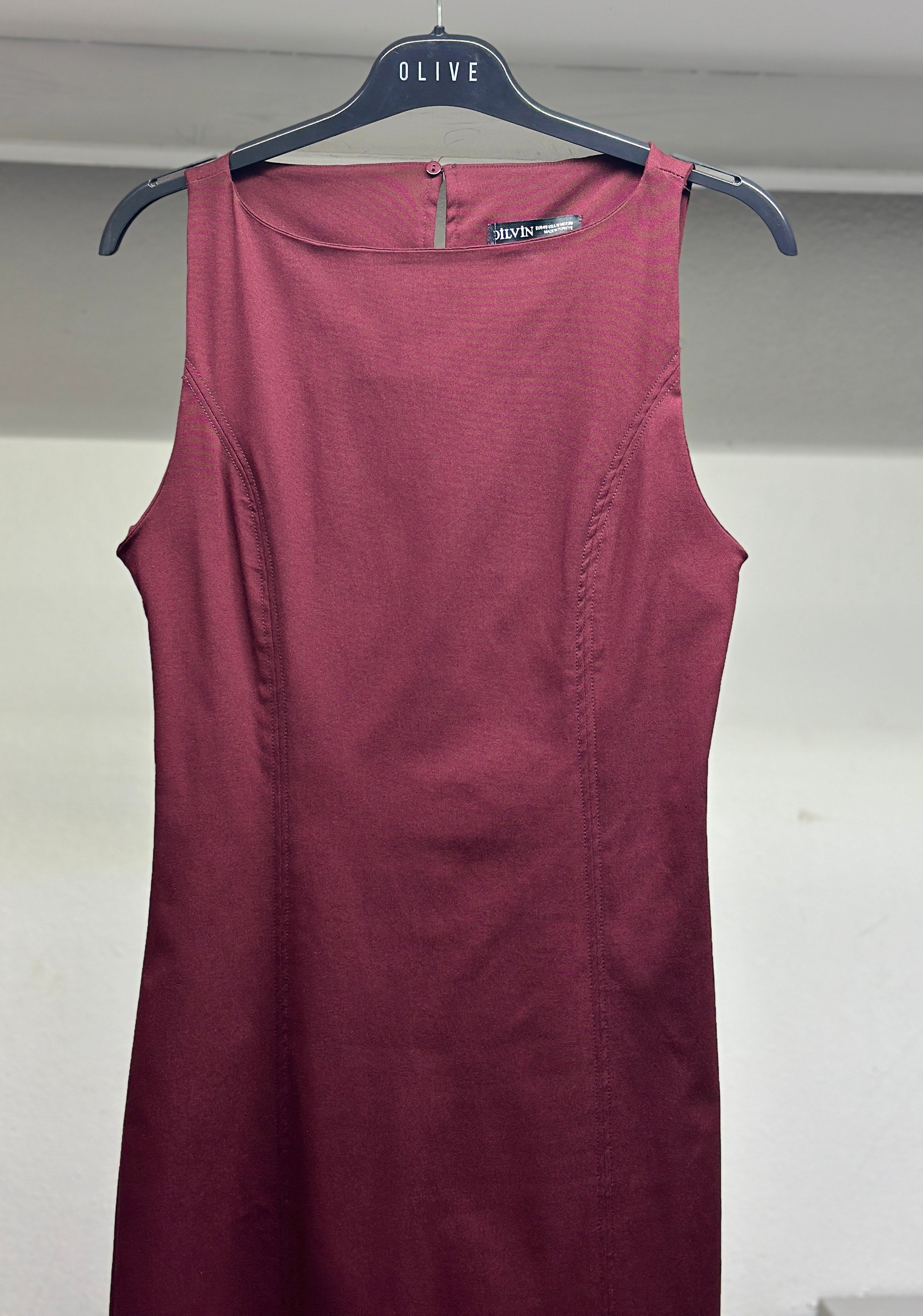 OLIVE-91099 MİDİ ELBİSE BORDO