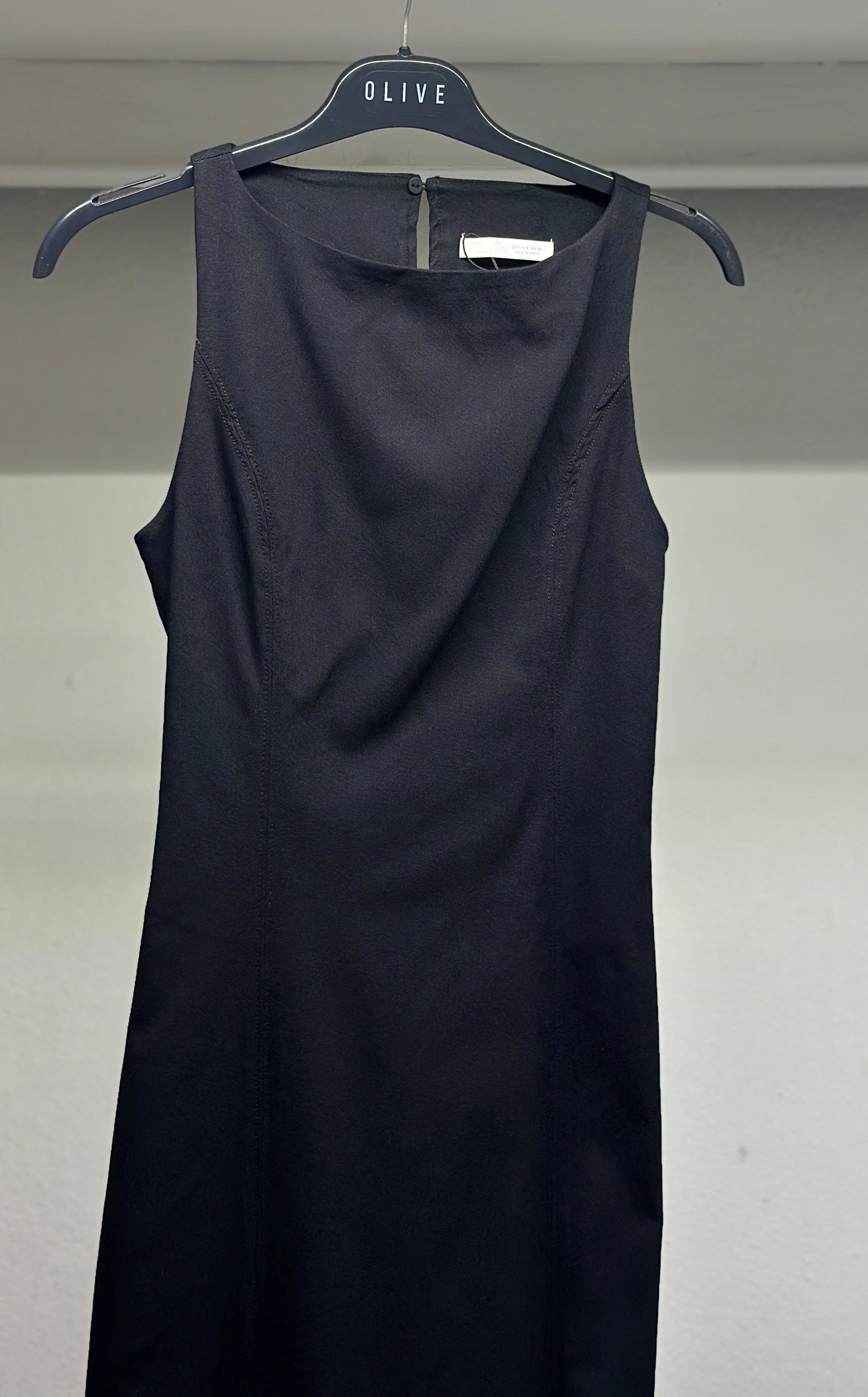 OLIVE-91099 MİDİ ELBİSE SİYAH