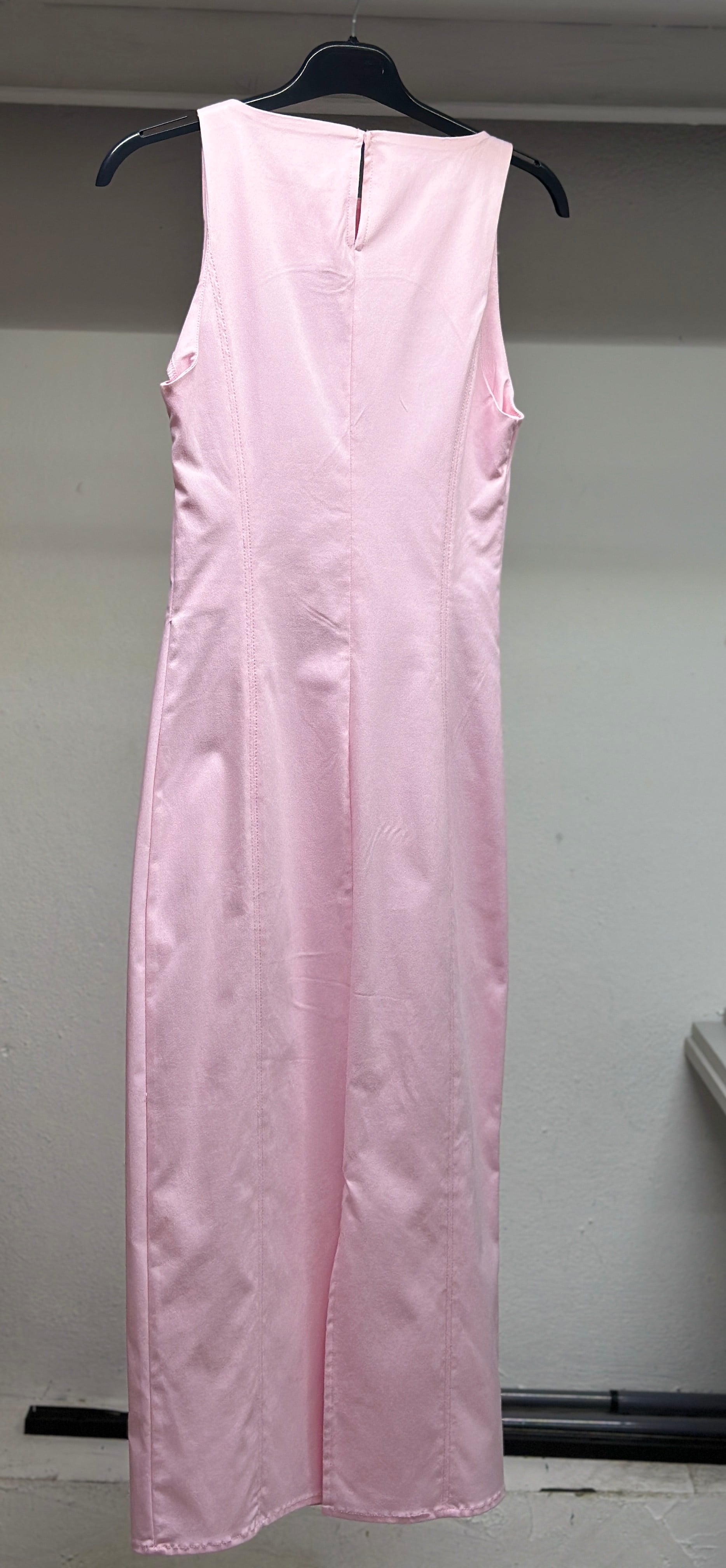 OLIVE-91099 MİDİ ELBİSE TOZ PEMBE