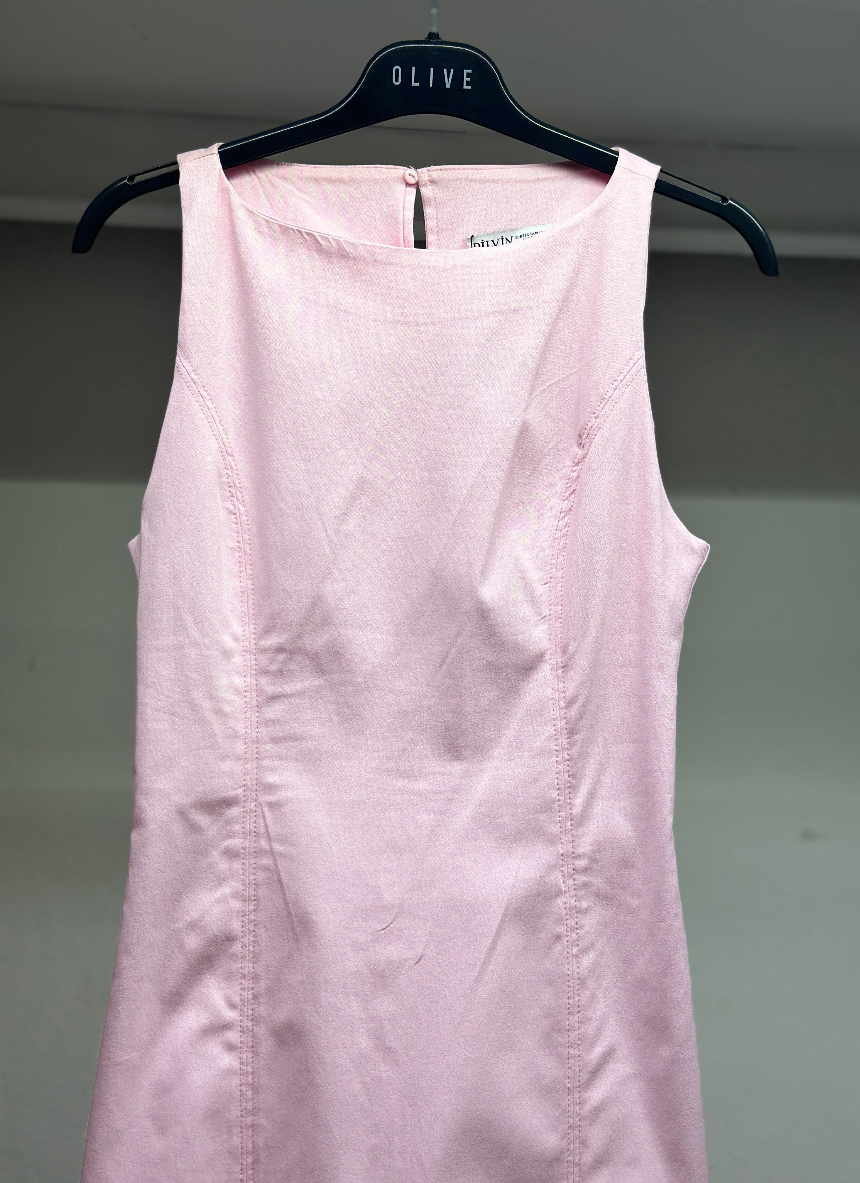 OLIVE-91099 MİDİ ELBİSE TOZ PEMBE