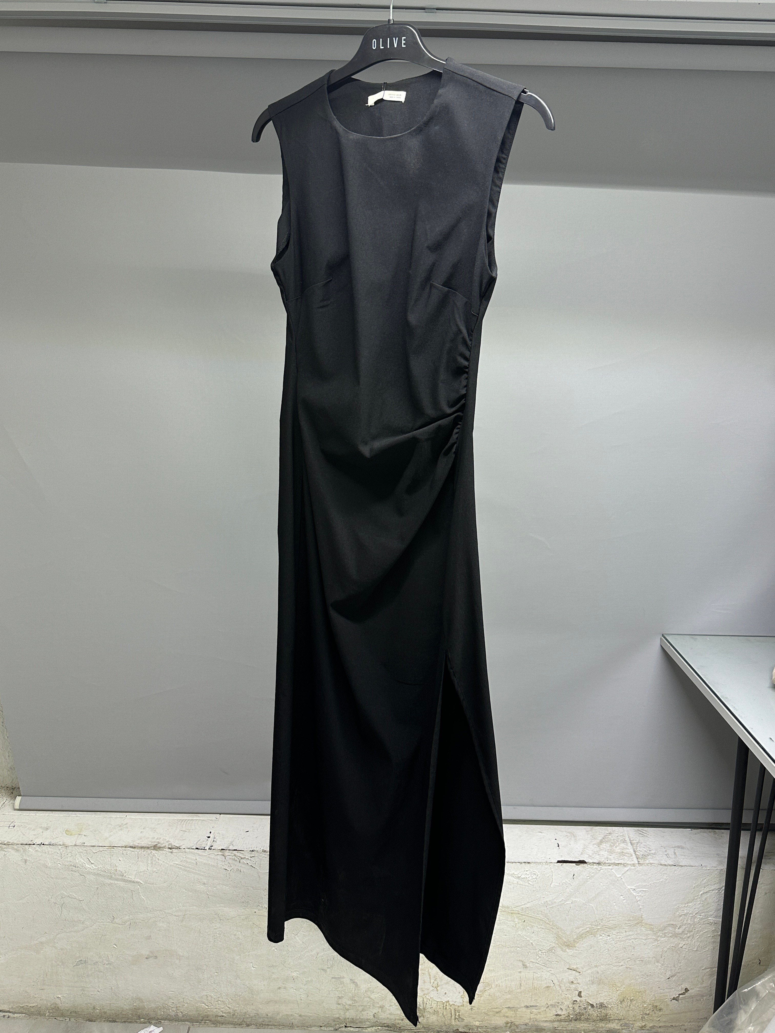 OLIVE-91704 YIRTMAÇ ELBİSE SİYAH