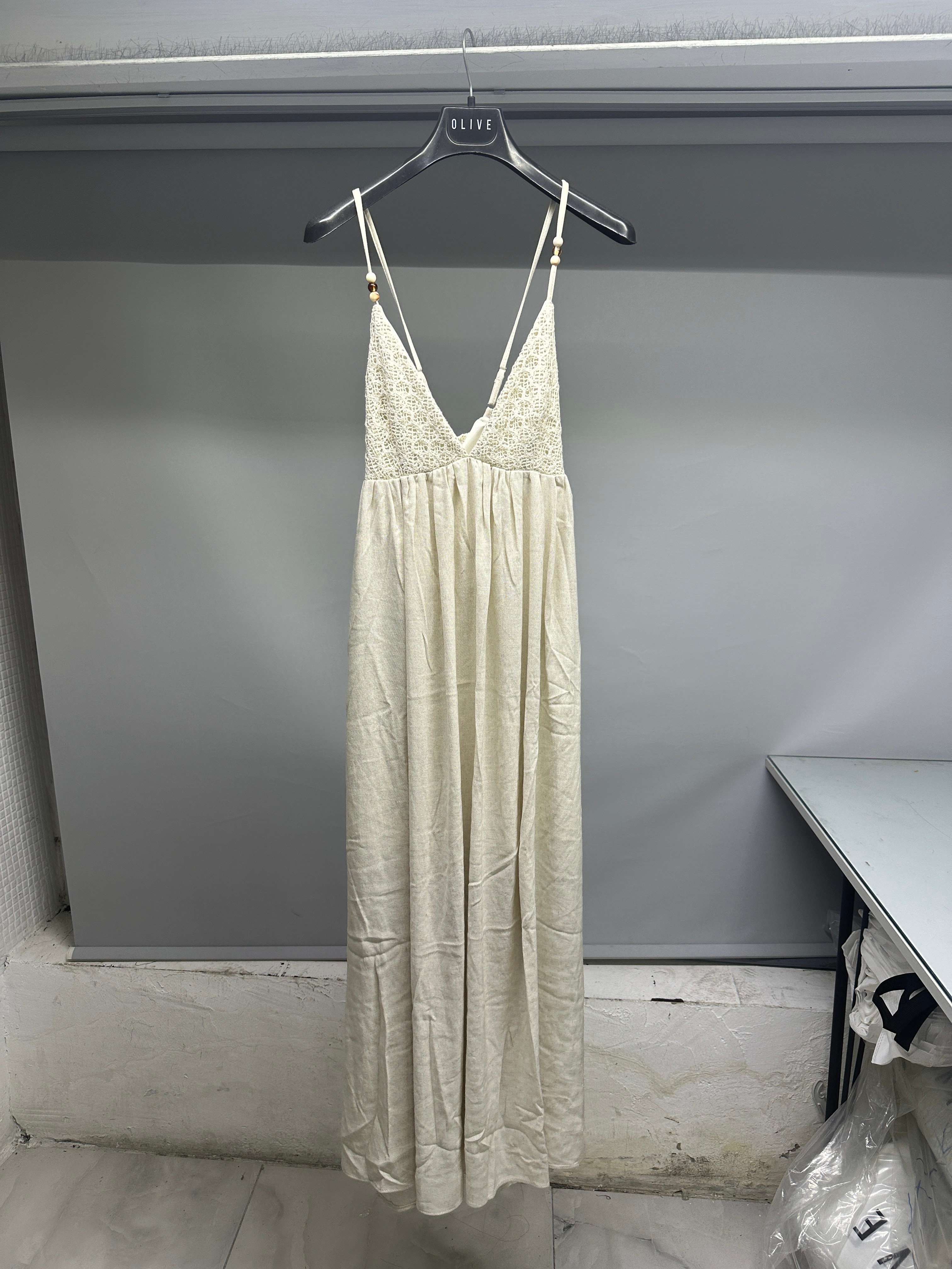 OLIVE-B02186 ELBİSE BEJ