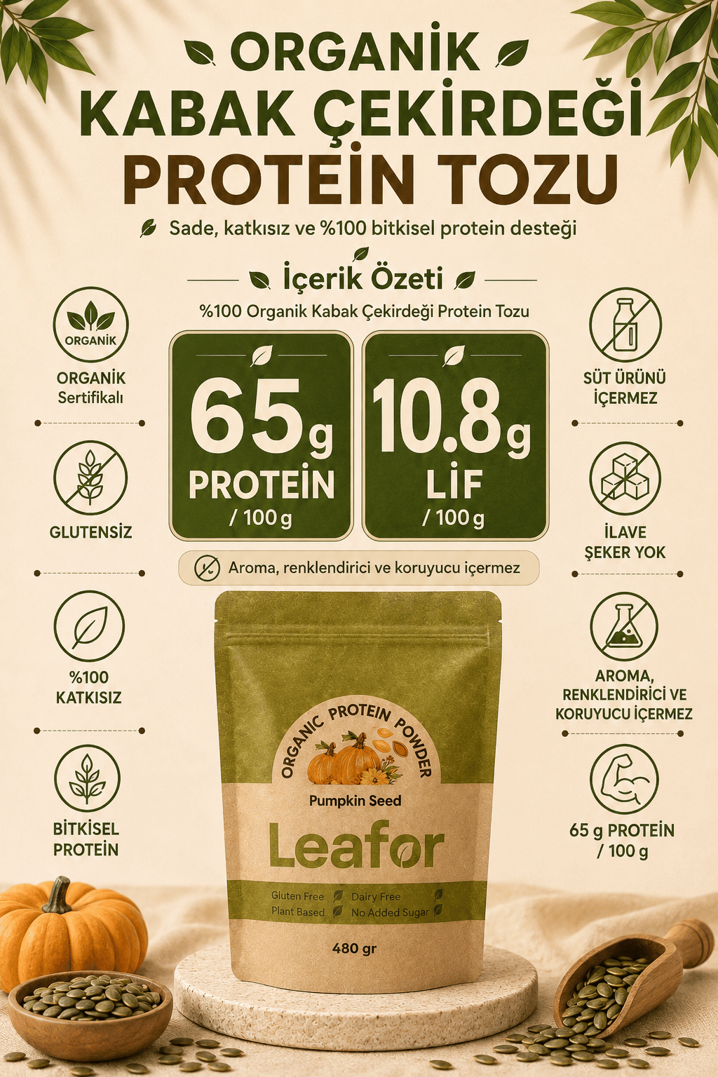 Organik Kabak Çekirdeği Protein Tozu