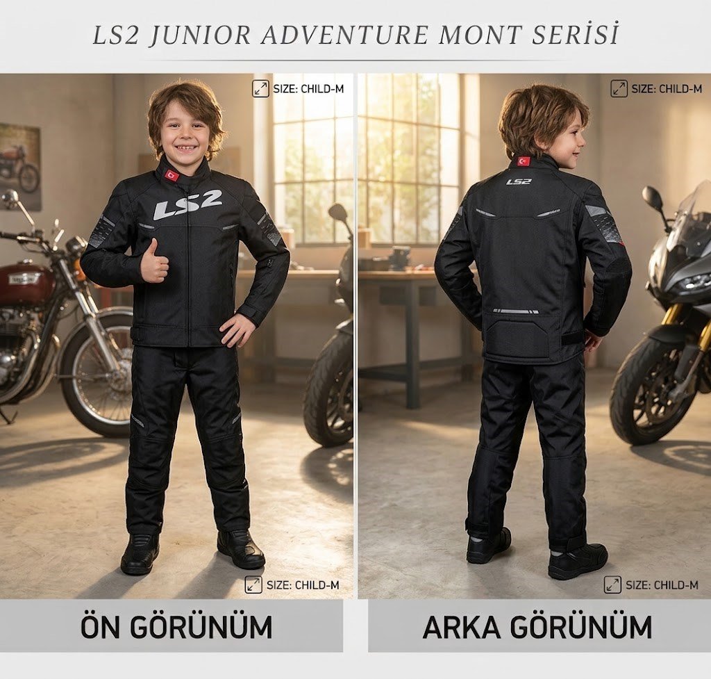 LS2 Apex Evo Kid H2O Çocuk Montu Siyah | Su Geçirmez AA SınıfıLs2 Apex Evo Kid H2O Çocuk Montu Siyah