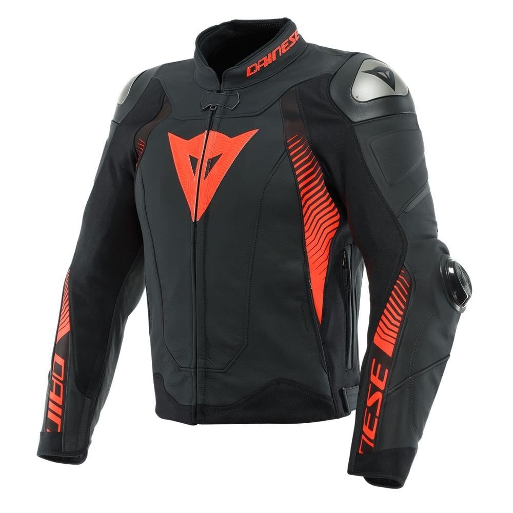 Dainese Süper Speed 4 Lthr Korumalı Deri Motosiklet Montu Blk Mat Red