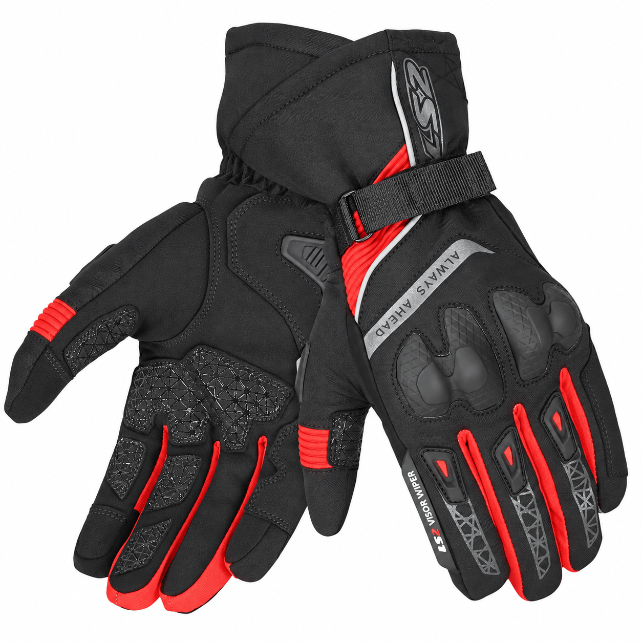 LS2 Snow Evo H2O Eldiven Siyah Kırmızı | Hipora Kışlık KP-1Ls2 Snow Evo H2O Eldiven Siyah Kırmızı
