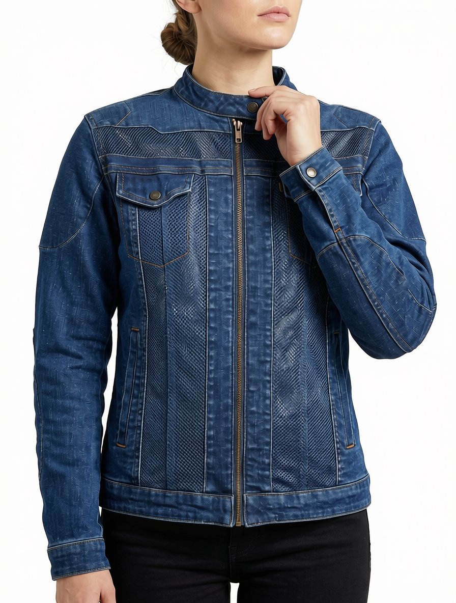Rider Denim Efil File Mavi Kadın Motosiklet Montu | Yazlık KotRiderdenim Efil File Mavi Kadın Motosiklet Montu
